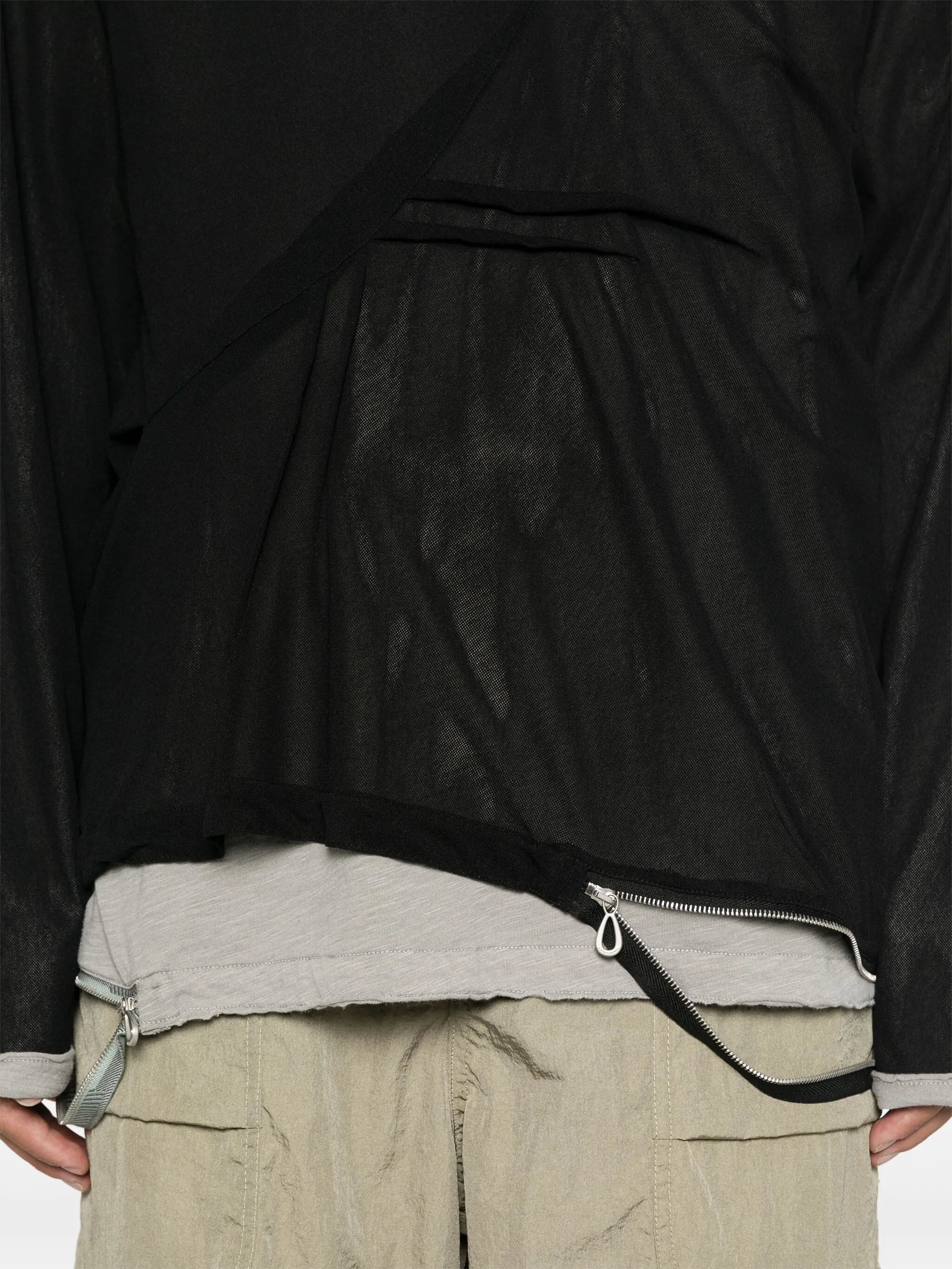 mesh long-sleeve sweater