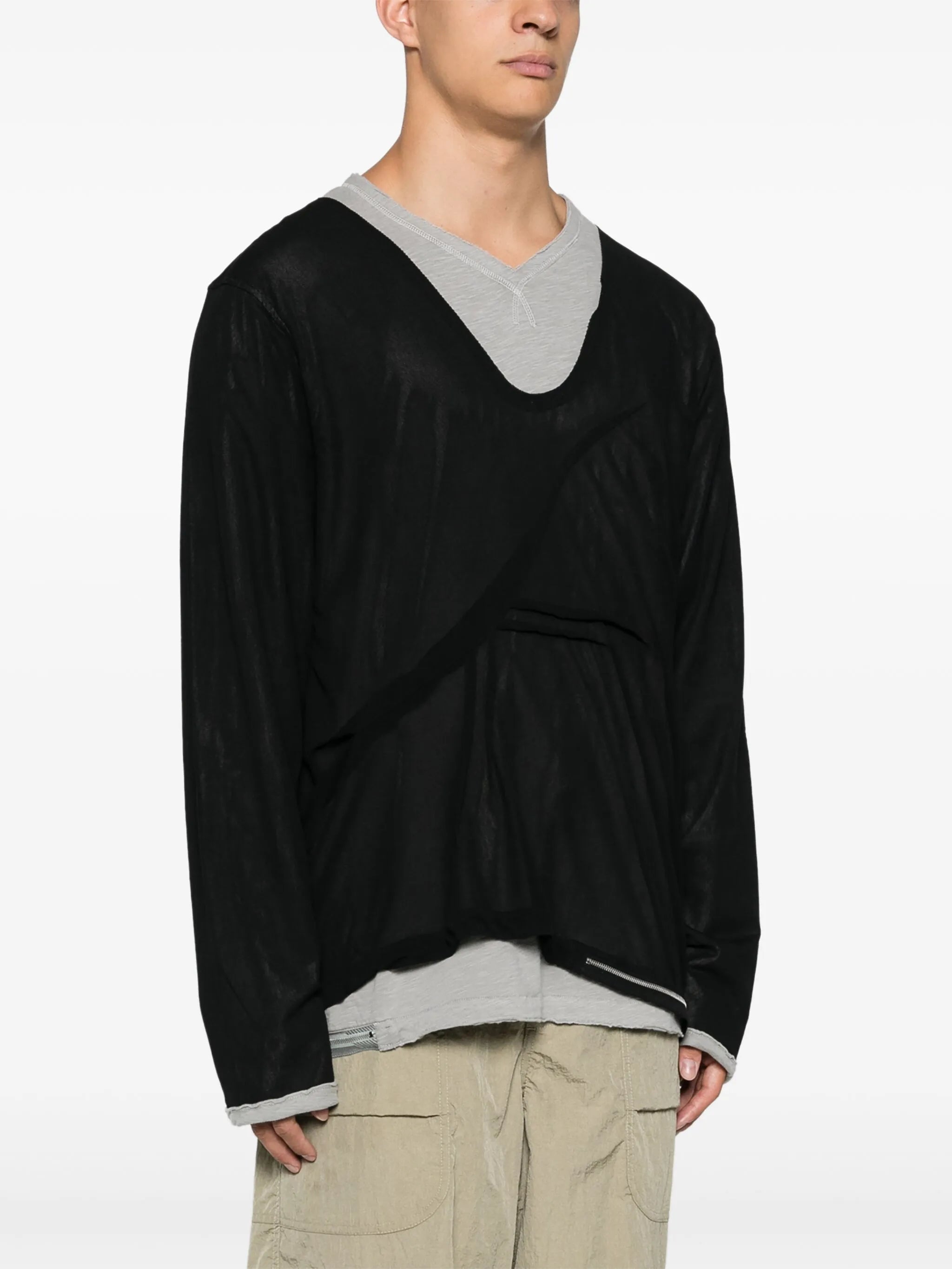 mesh long-sleeve sweater
