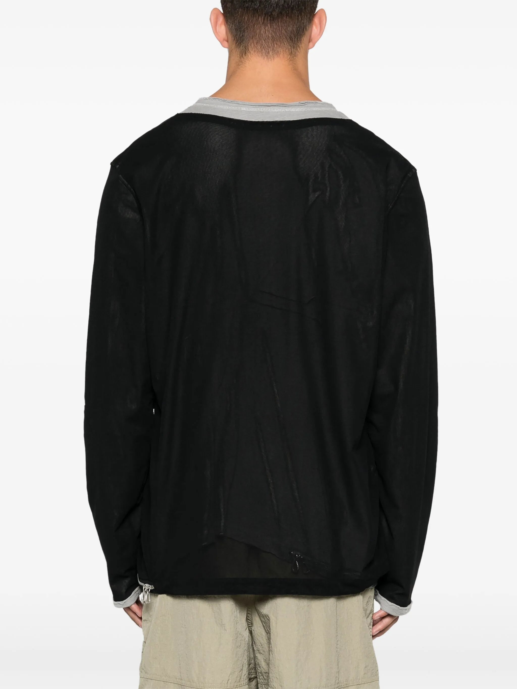mesh long-sleeve sweater