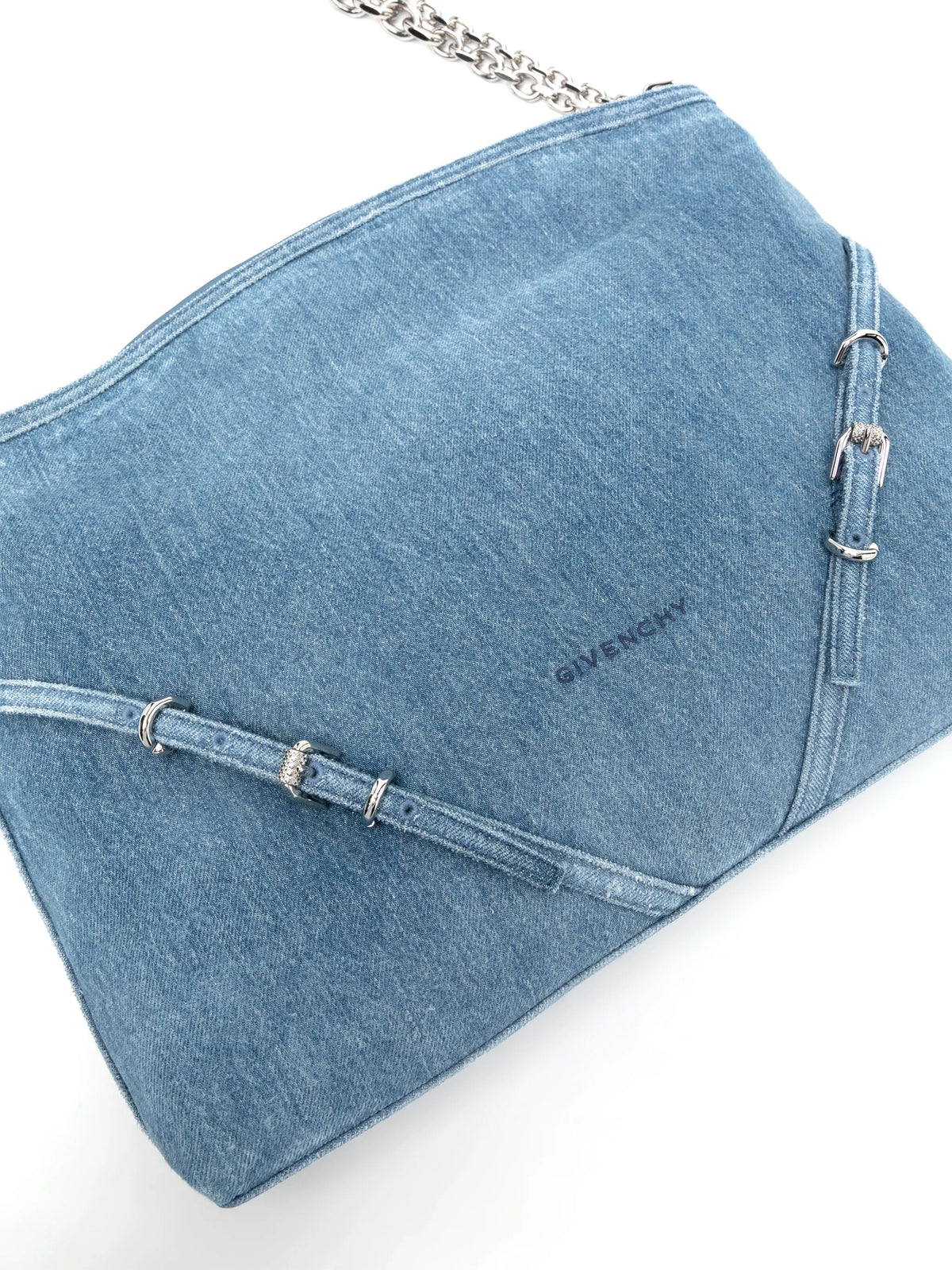 medium Voyou chain bag in washed denim
