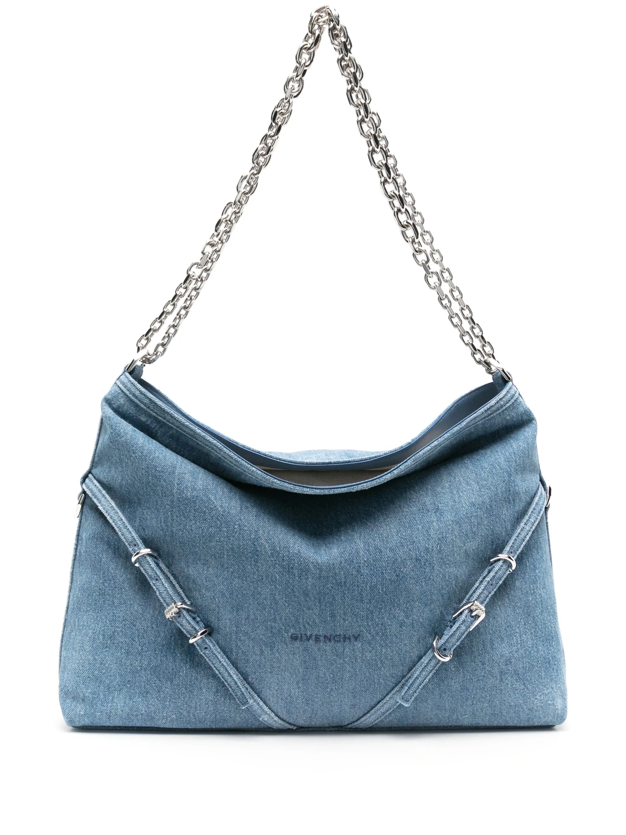 medium Voyou chain bag in washed denim