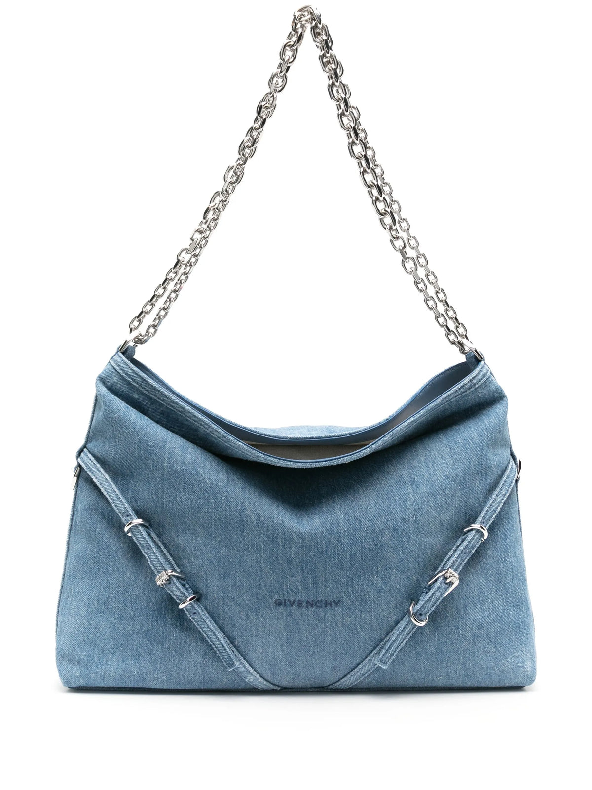 medium Voyou chain bag in washed denim