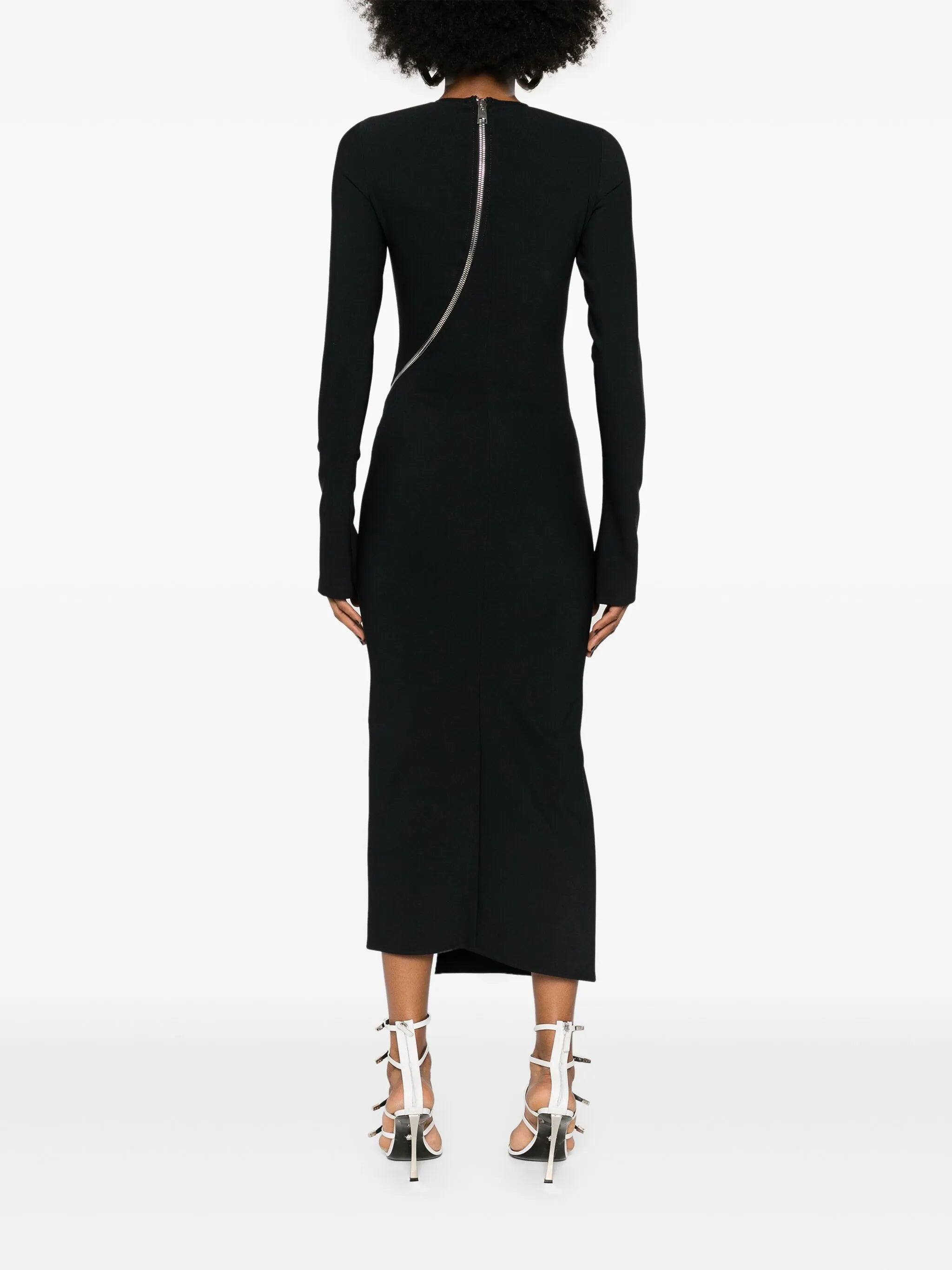 zip-detail midi dress