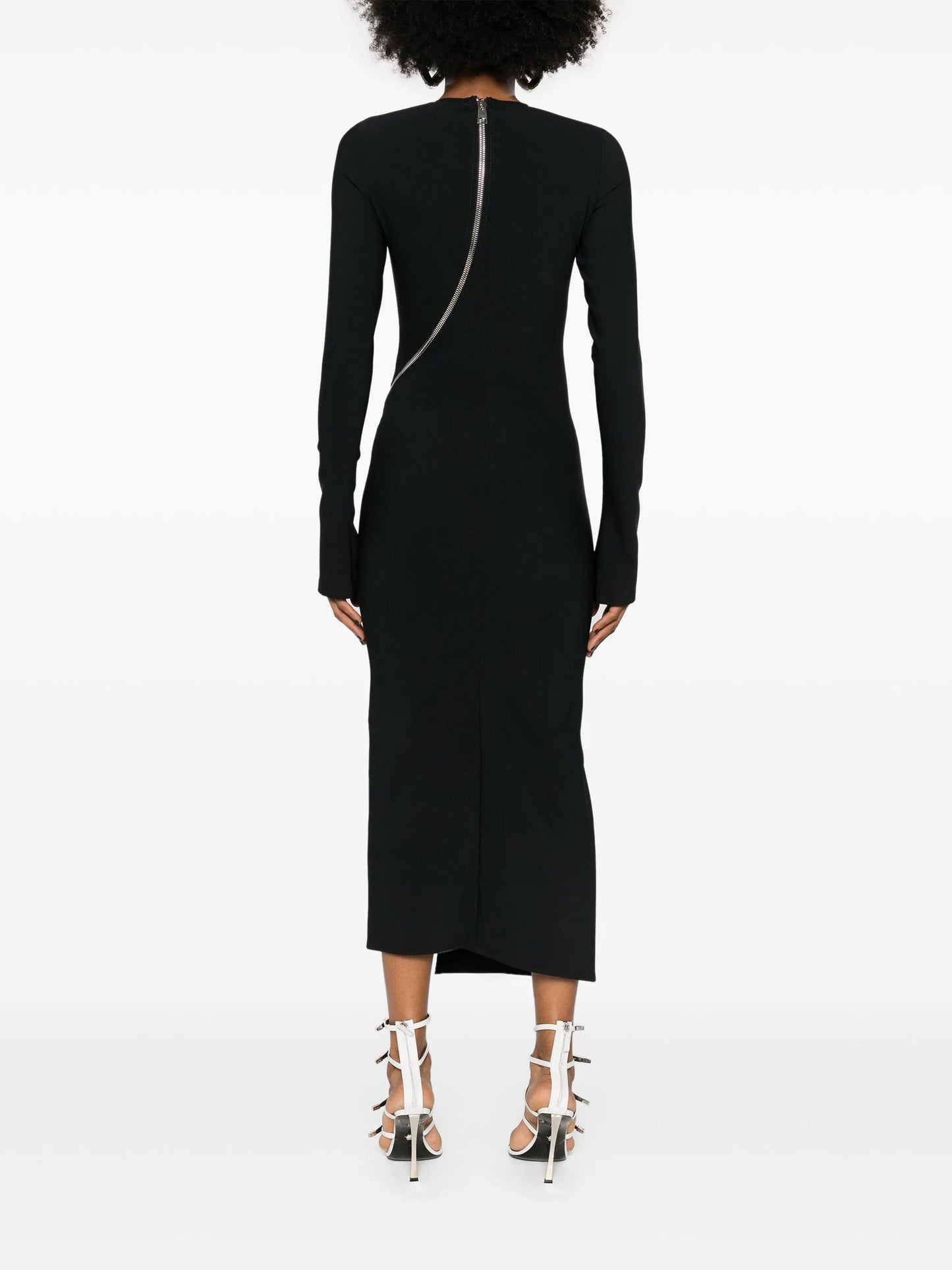 zip-detail midi dress