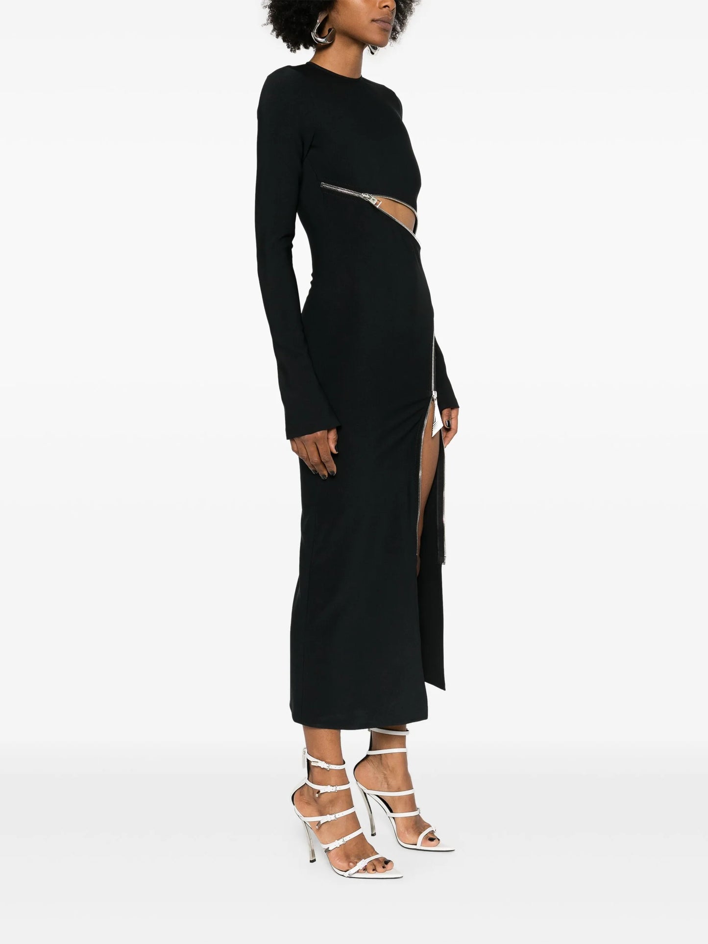 zip-detail midi dress