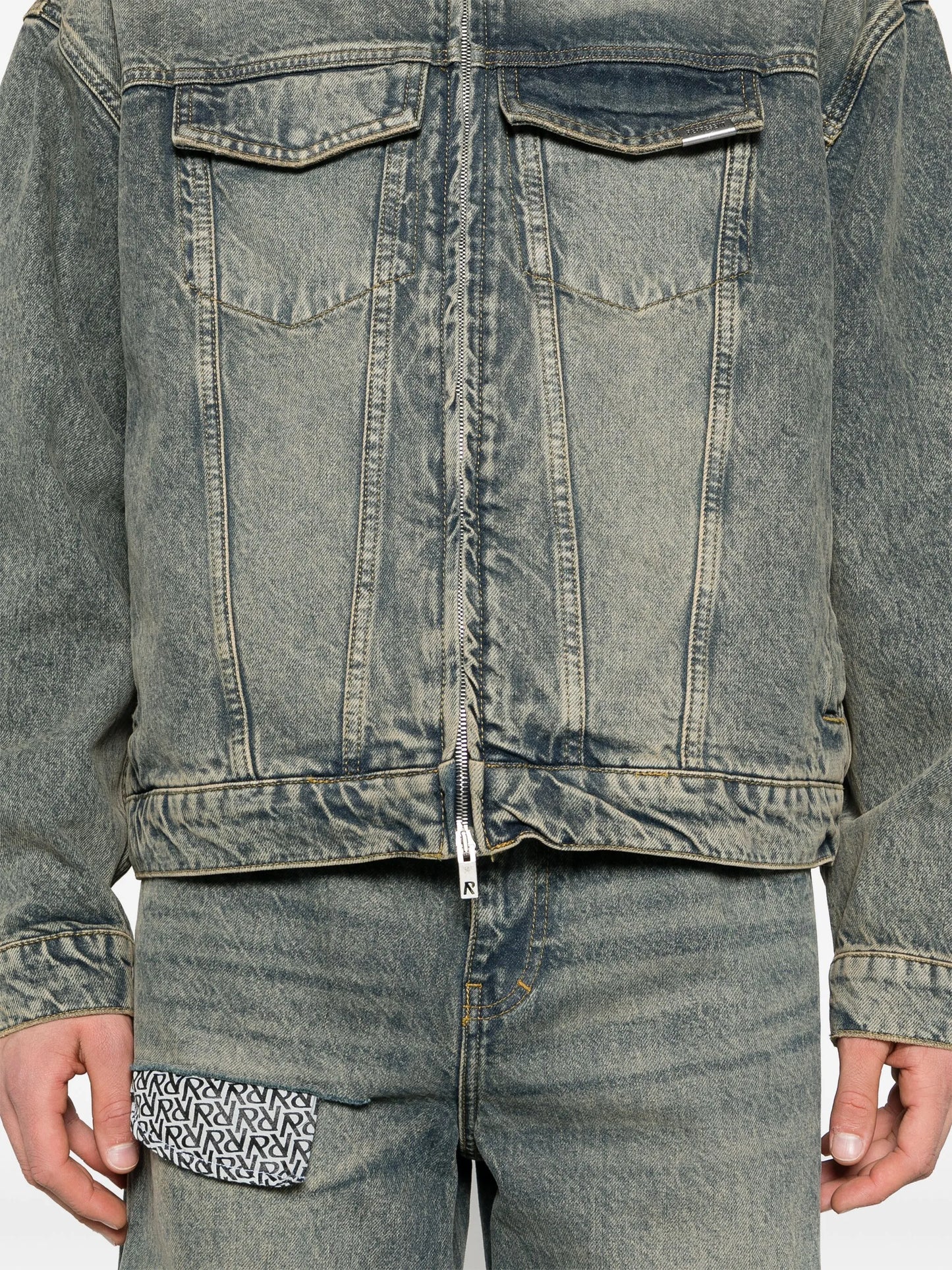 R4 washed-denim jacket