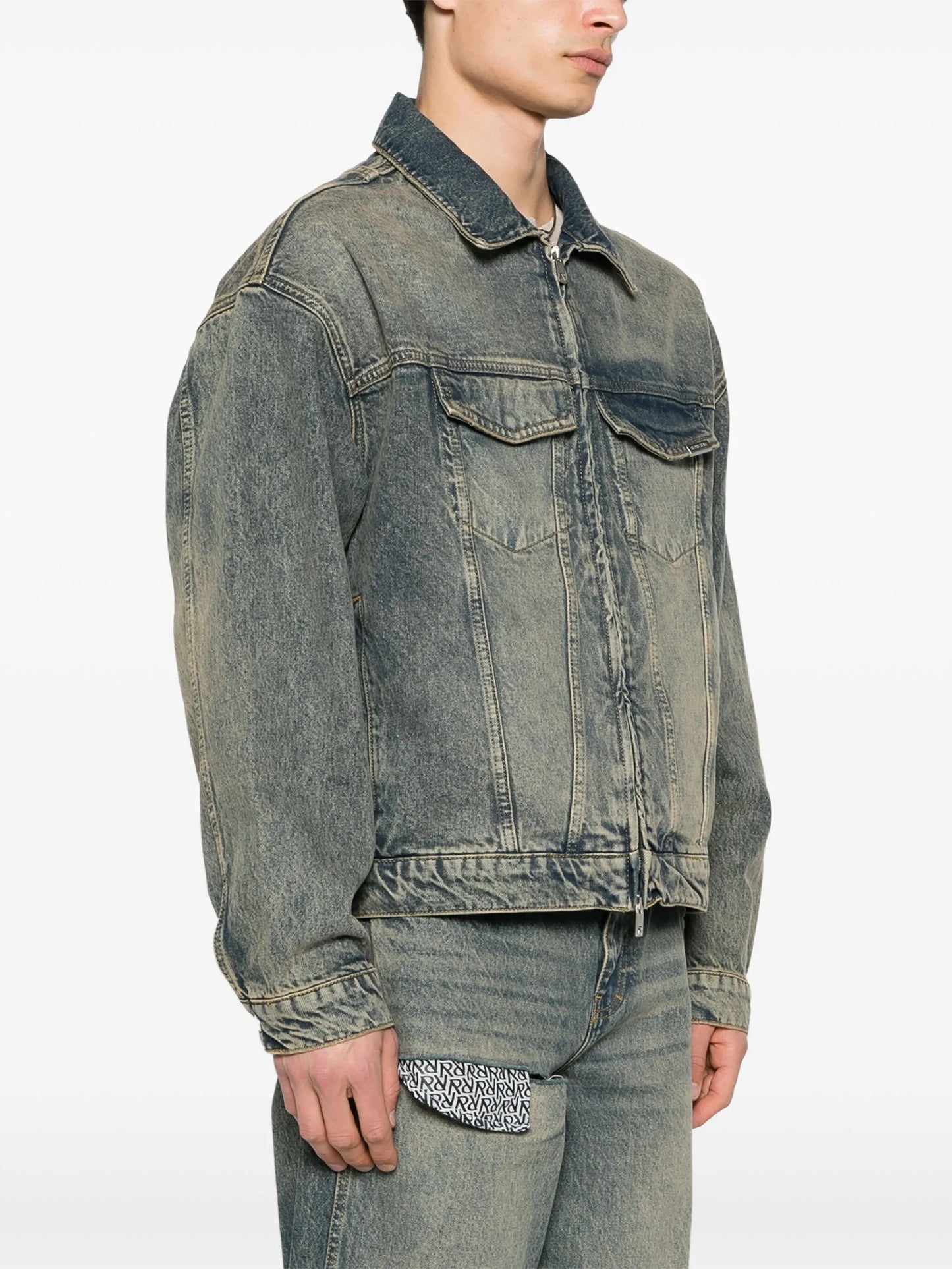 R4 washed-denim jacket