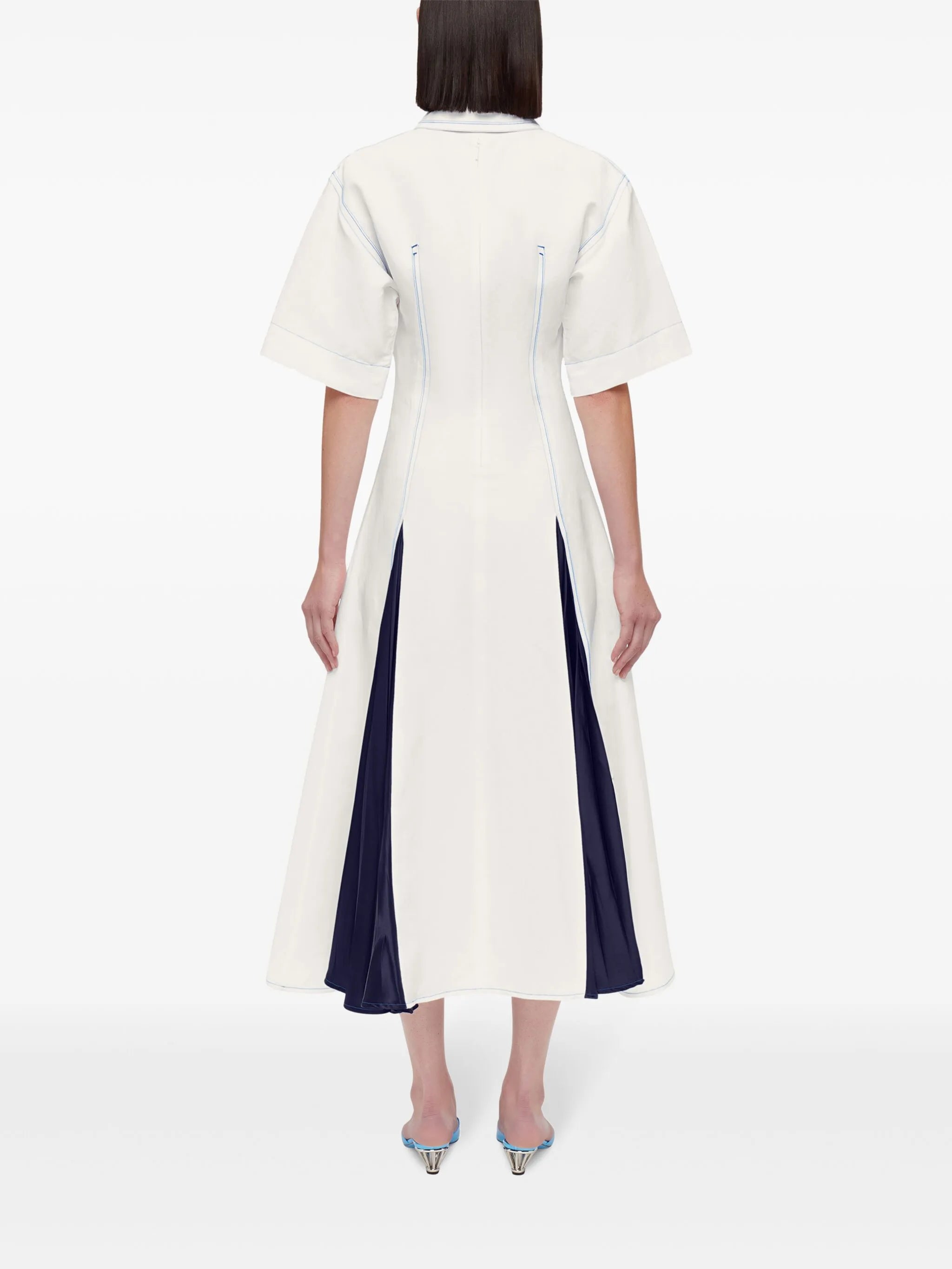 satin-inlay shirtdress