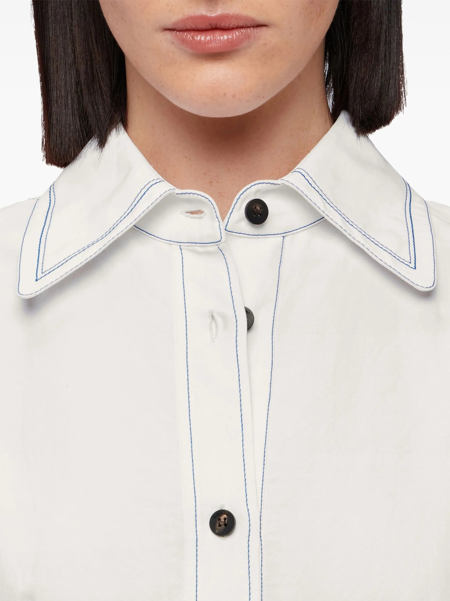 satin-inlay shirtdress