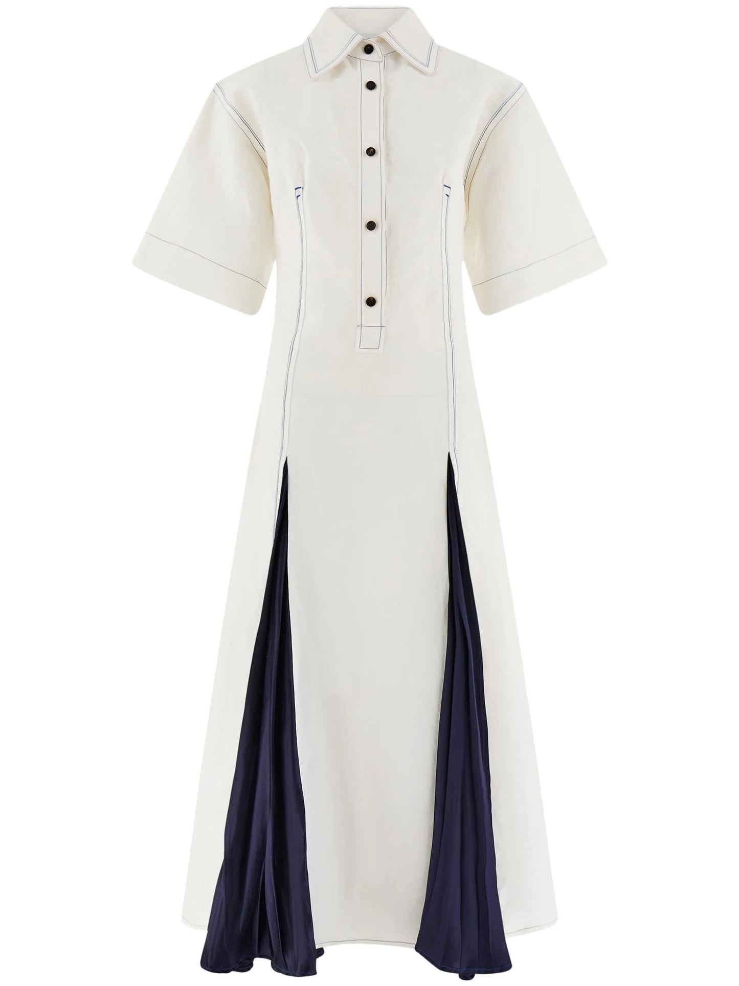 satin-inlay shirtdress