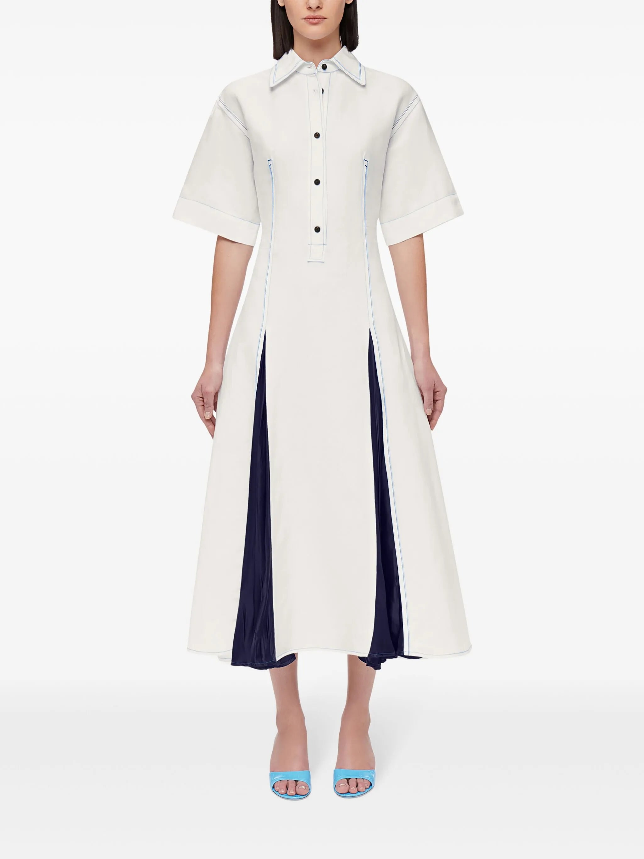 satin-inlay shirtdress