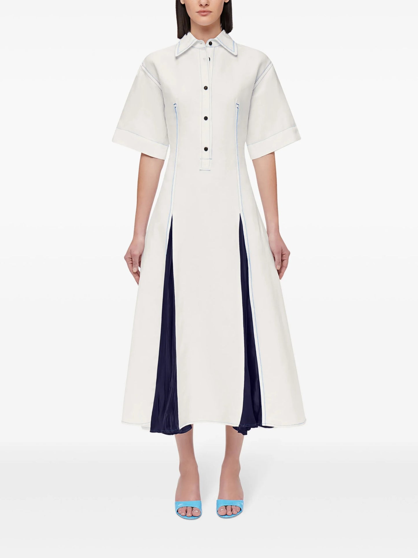 satin-inlay shirtdress