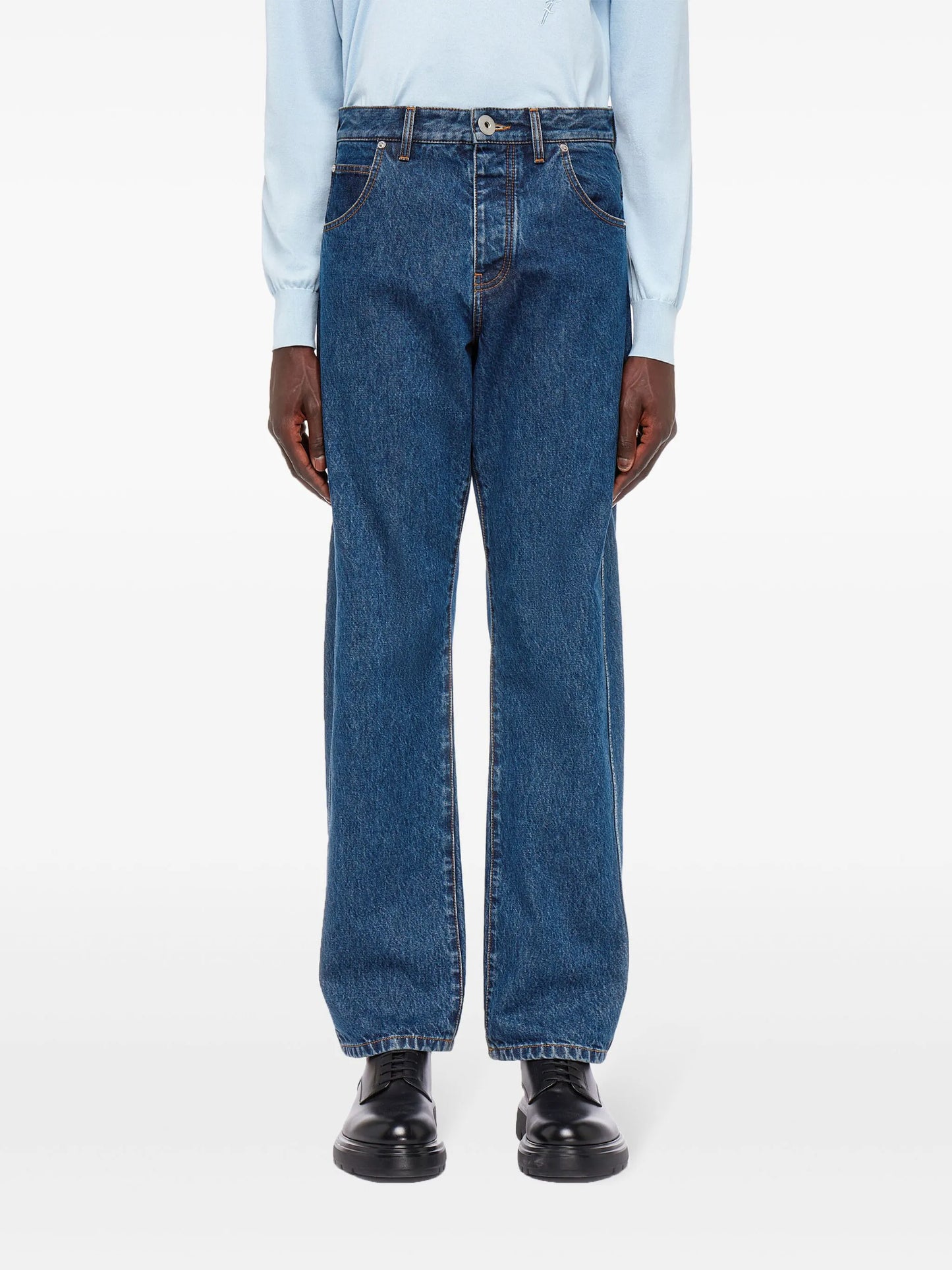 mid-rise straight-leg jeans