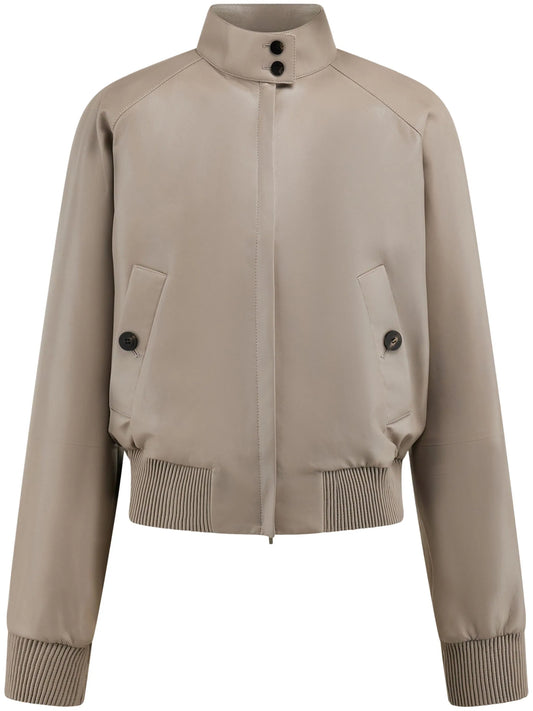 cropped nappa bomber jacket