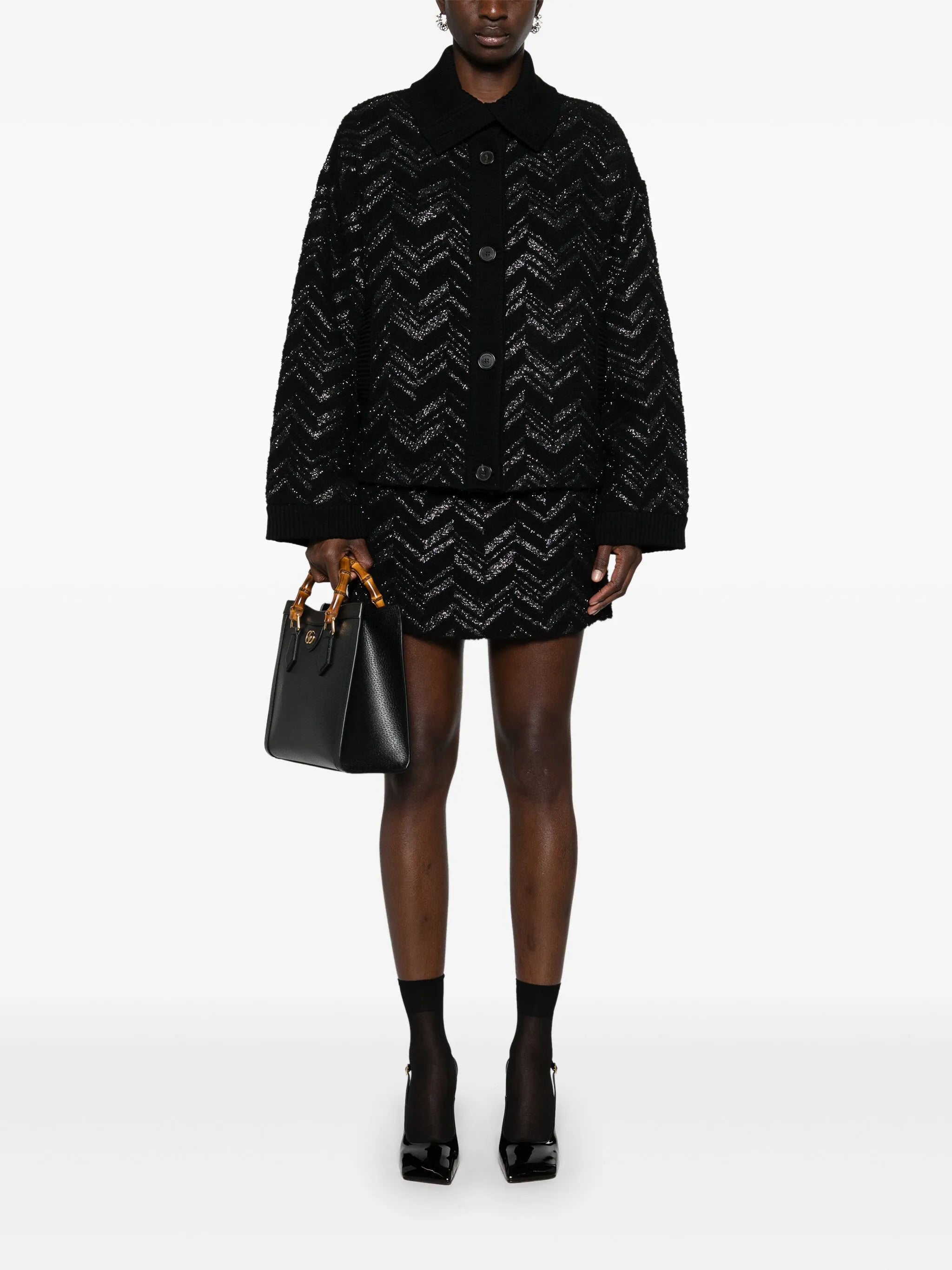 zigzag-woven lurex-detailed miniskirt