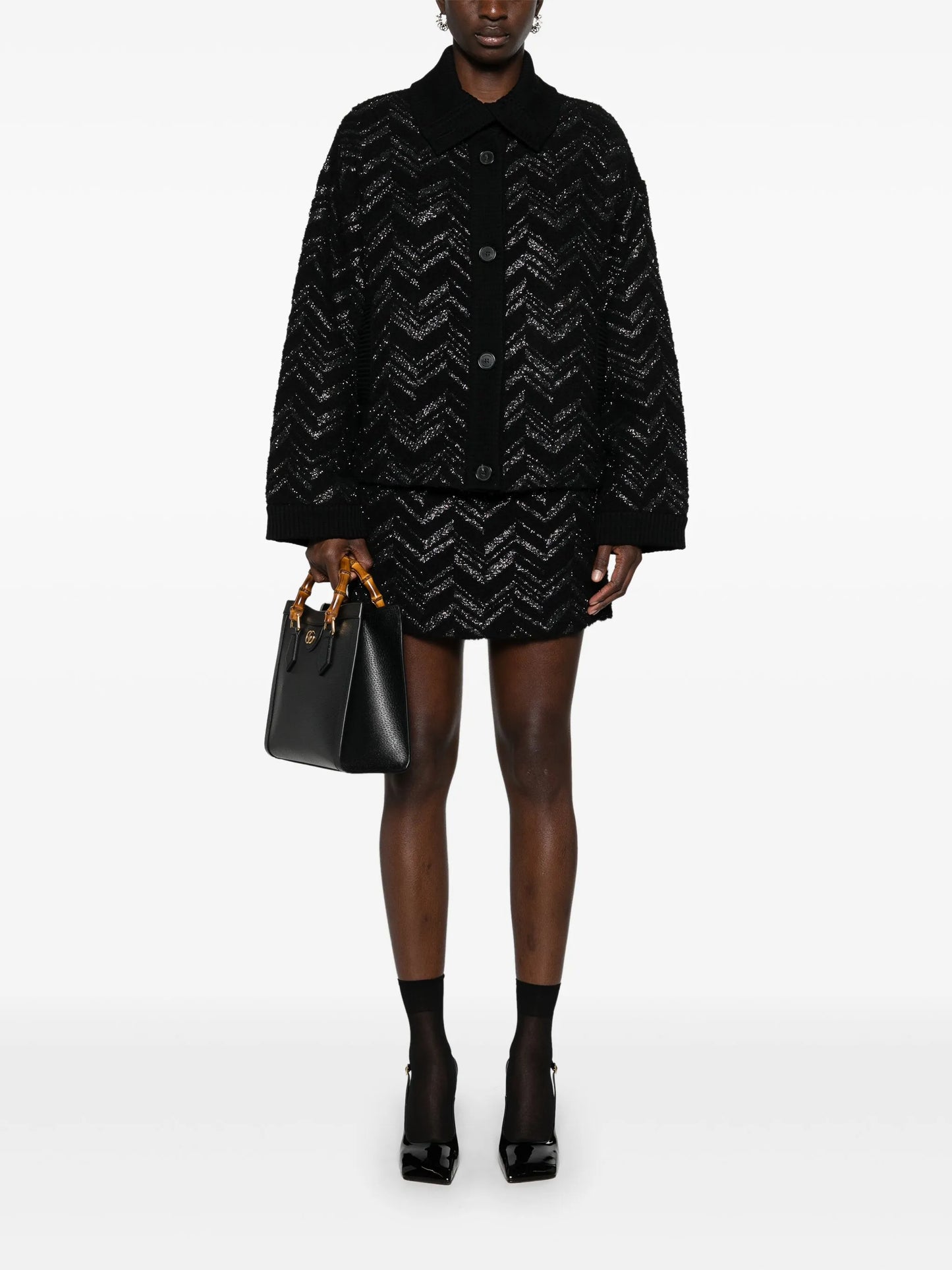 zigzag-woven lurex-detailed miniskirt