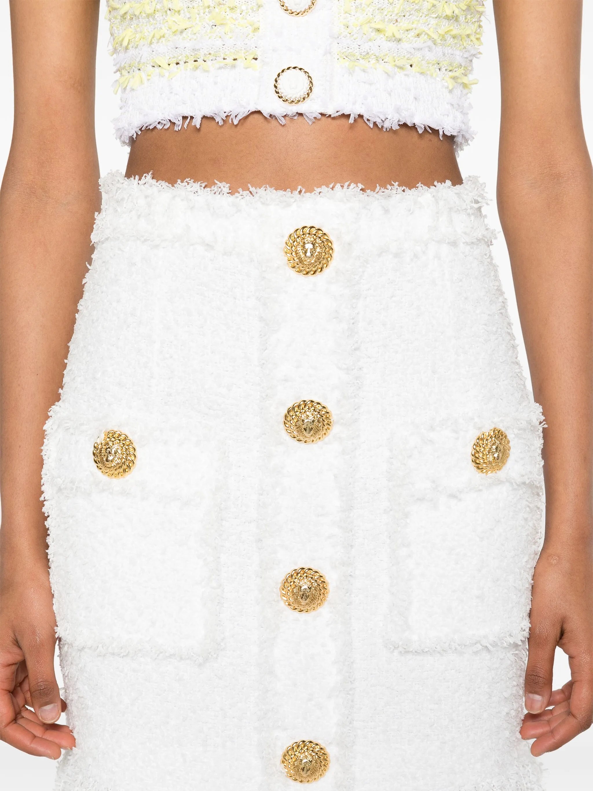 high-waist tweed miniskirt