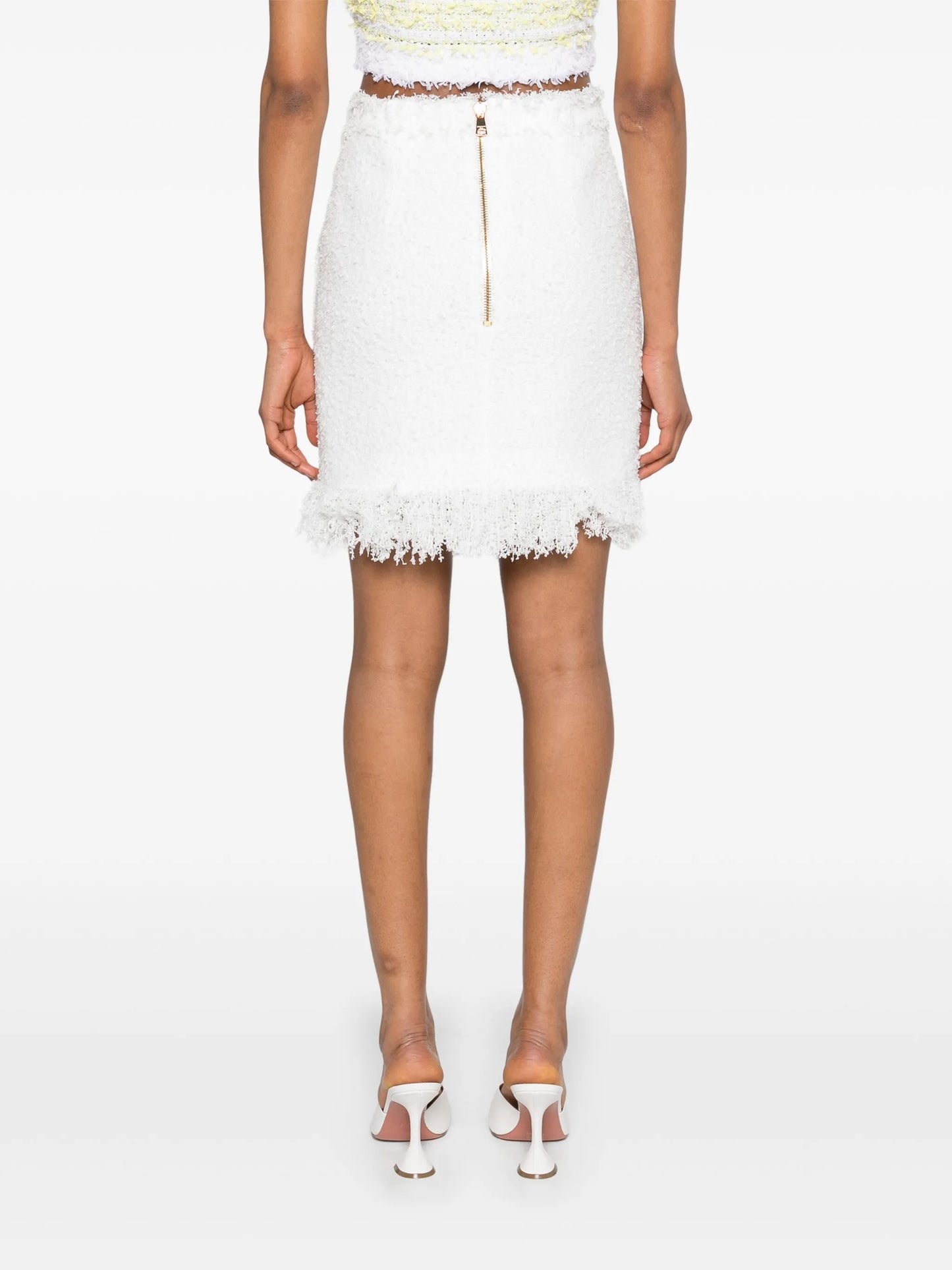 high-waist tweed miniskirt