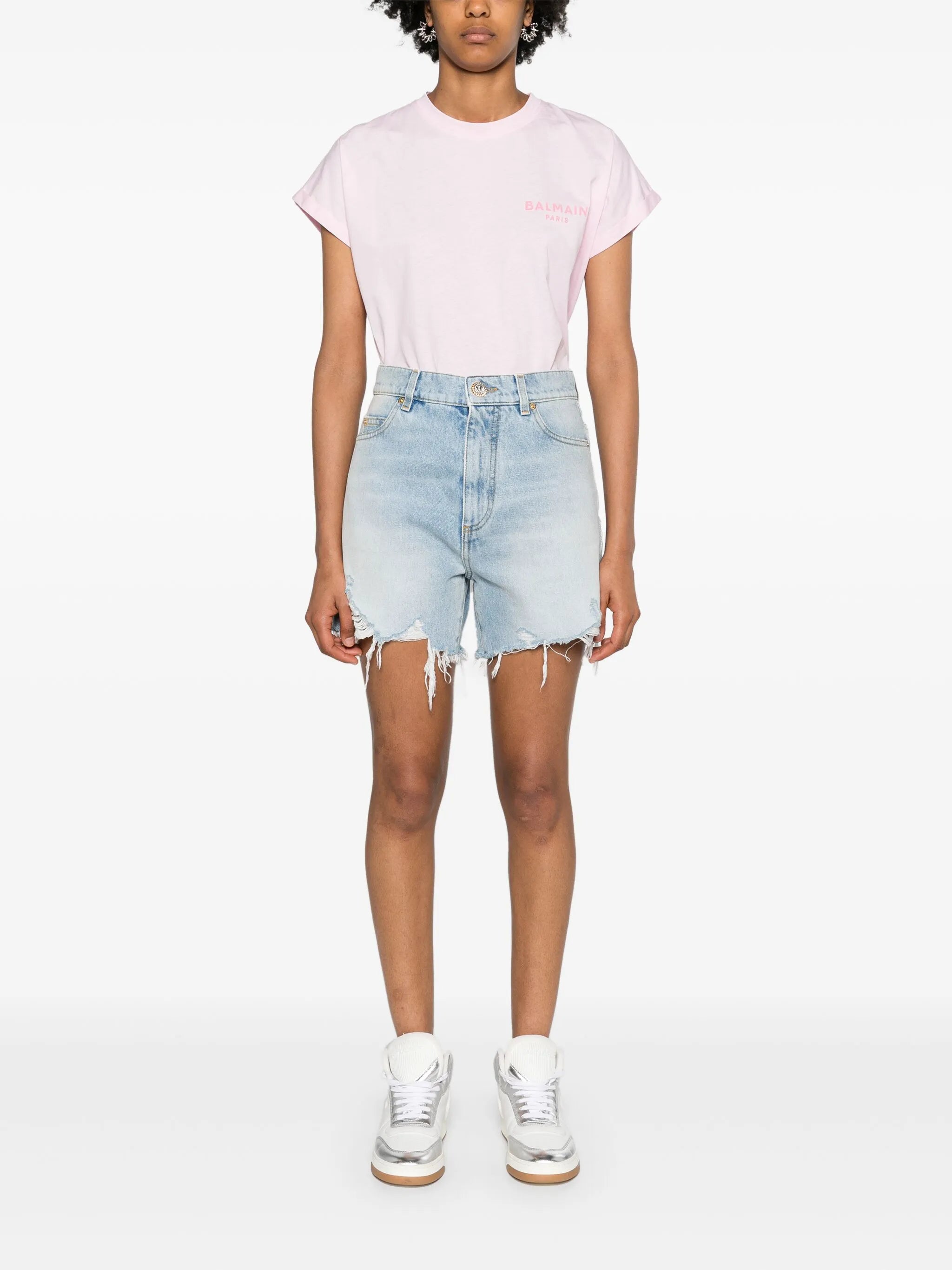 flocked-logo cotton T-shirt