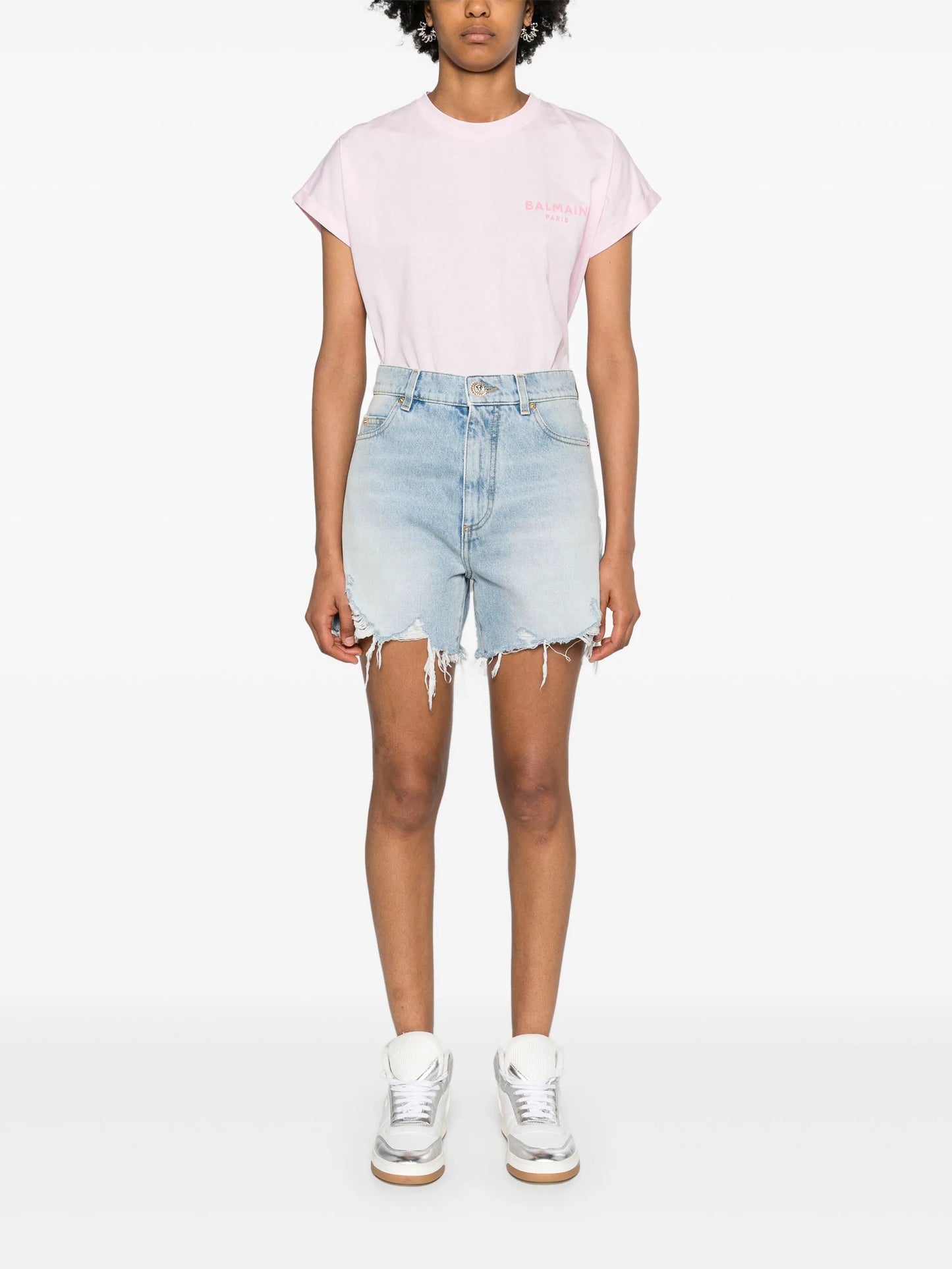 flocked-logo cotton T-shirt