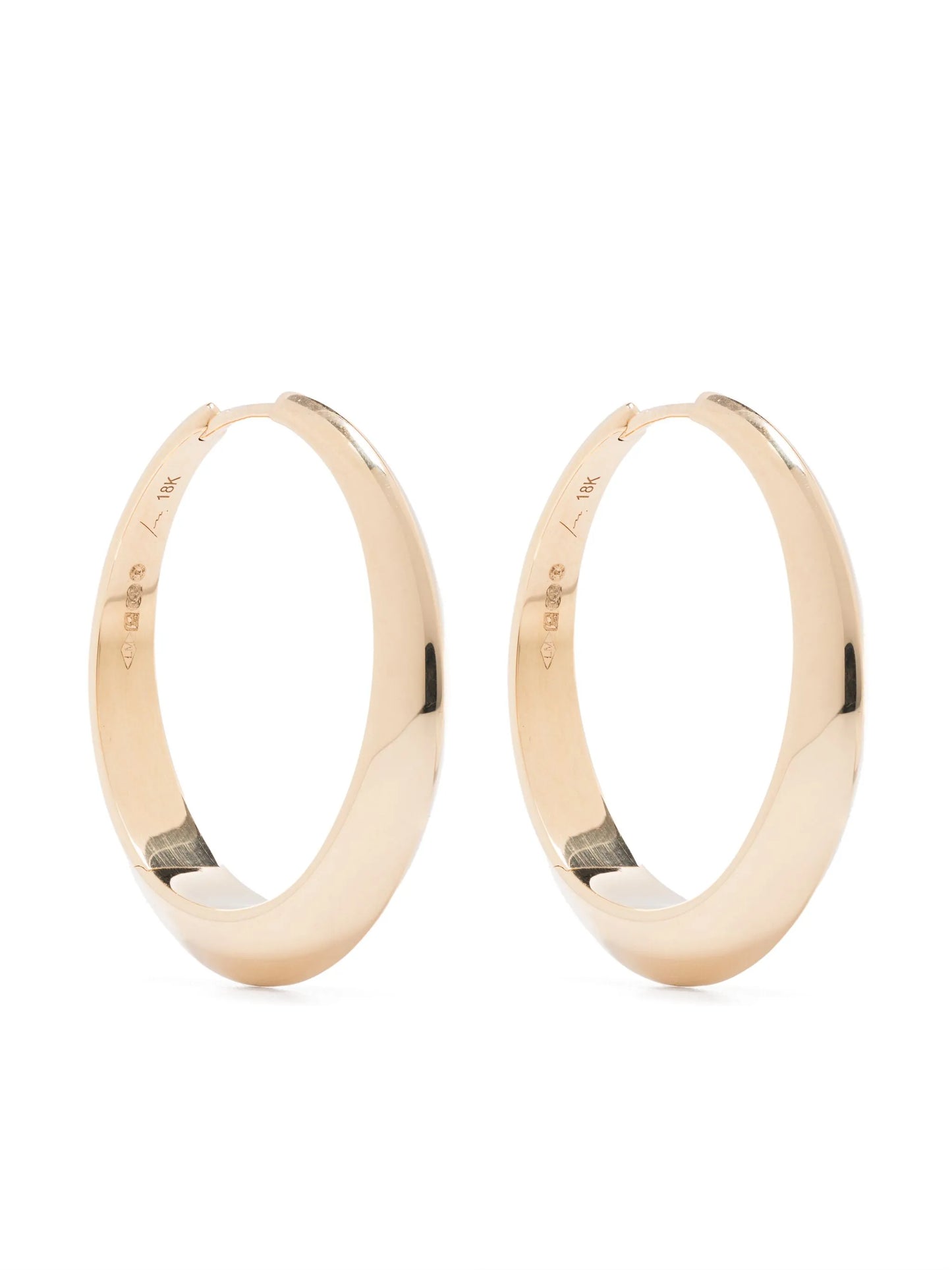 18CT yellow gold XL thin crescent hoop earrings