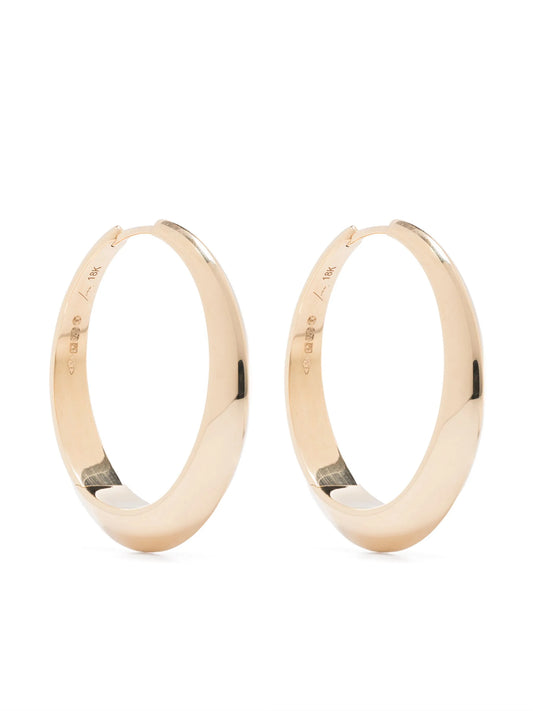 18CT yellow gold XL thin crescent hoop earrings