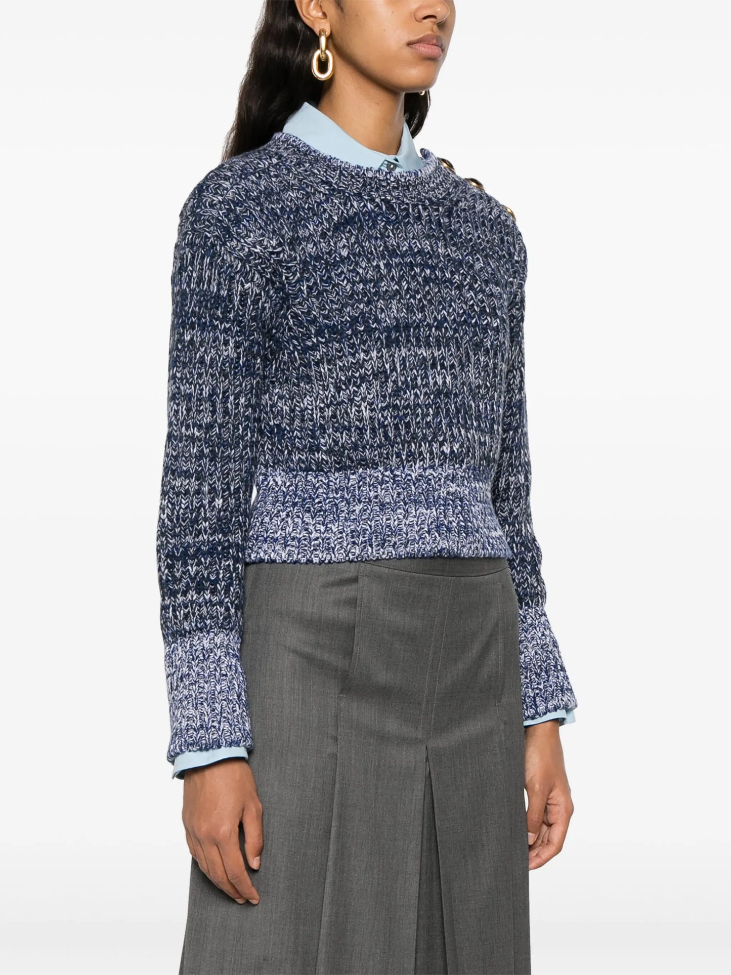 mélange-effect wool jumper