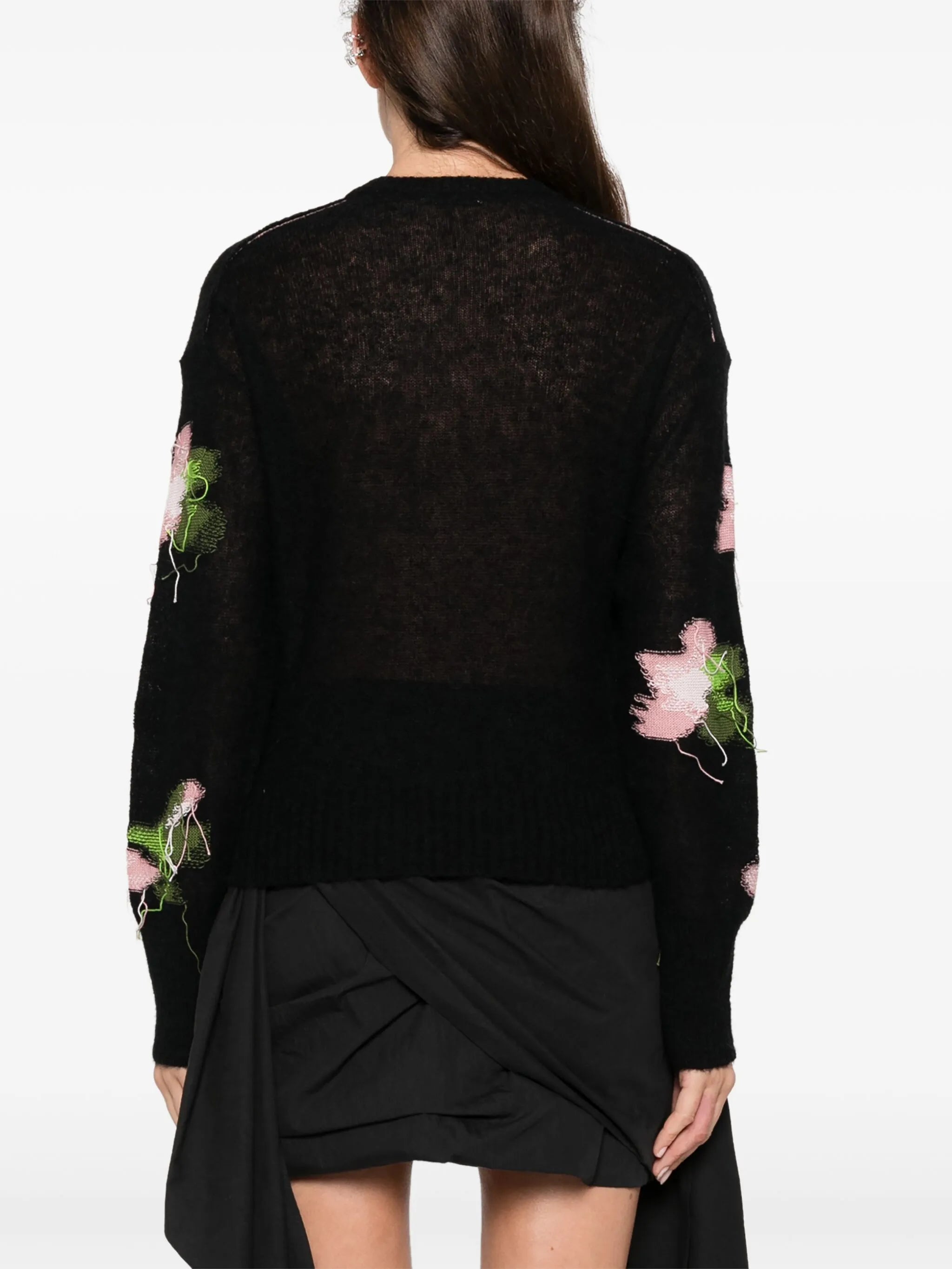 intarsia-flower sweater