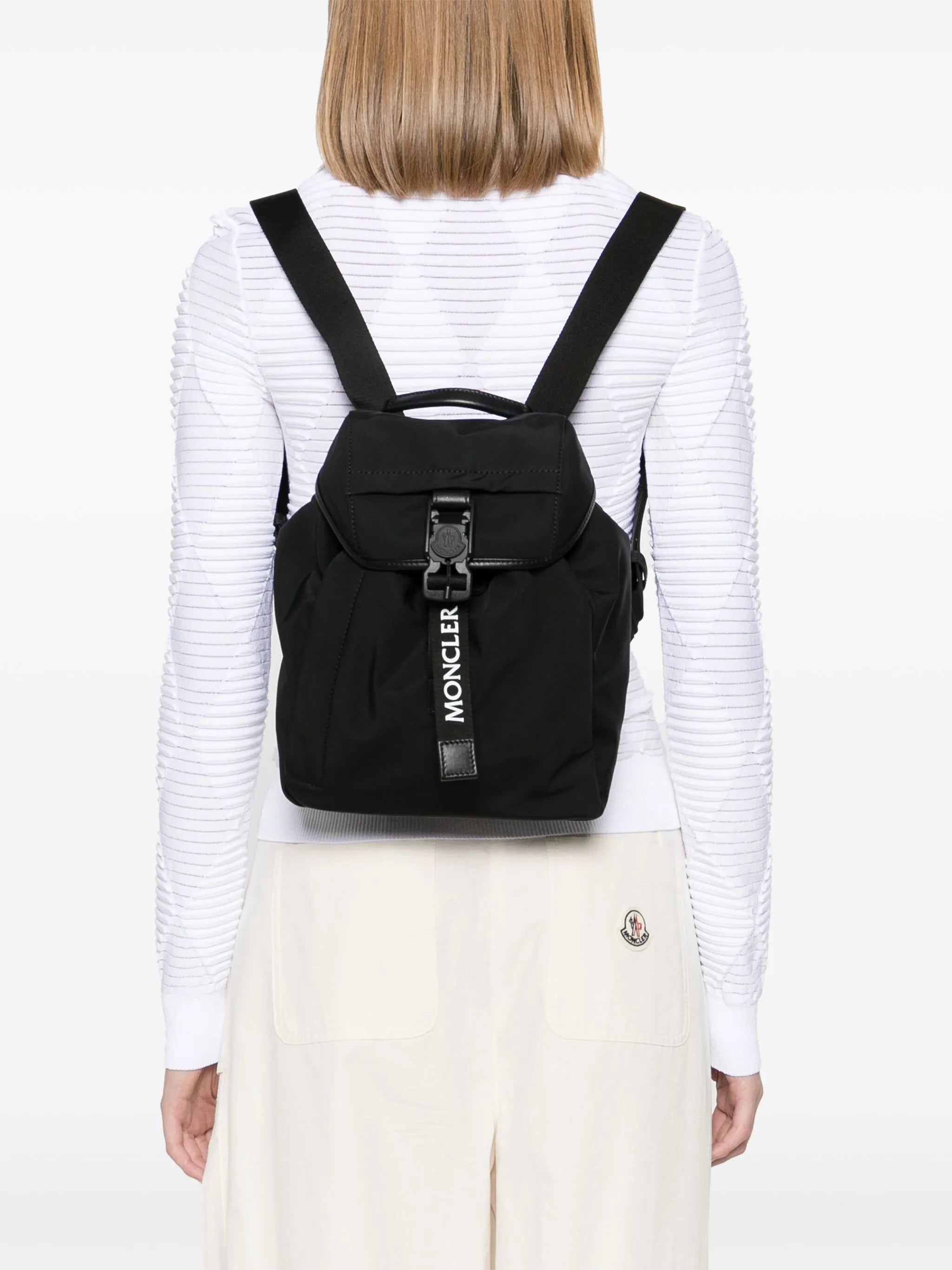 logo-embossed foldover backpack
