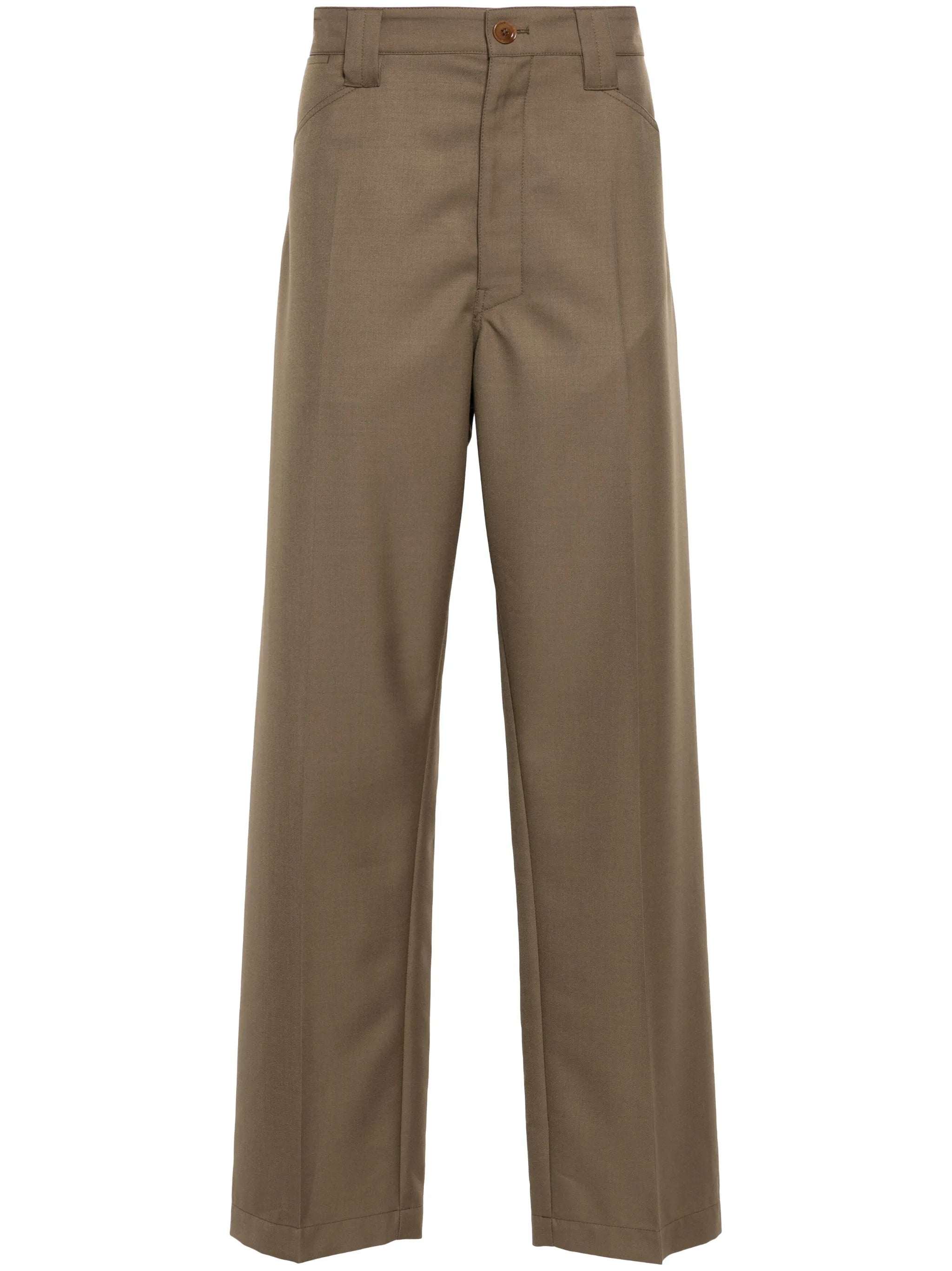 pressed-crease straight trousers