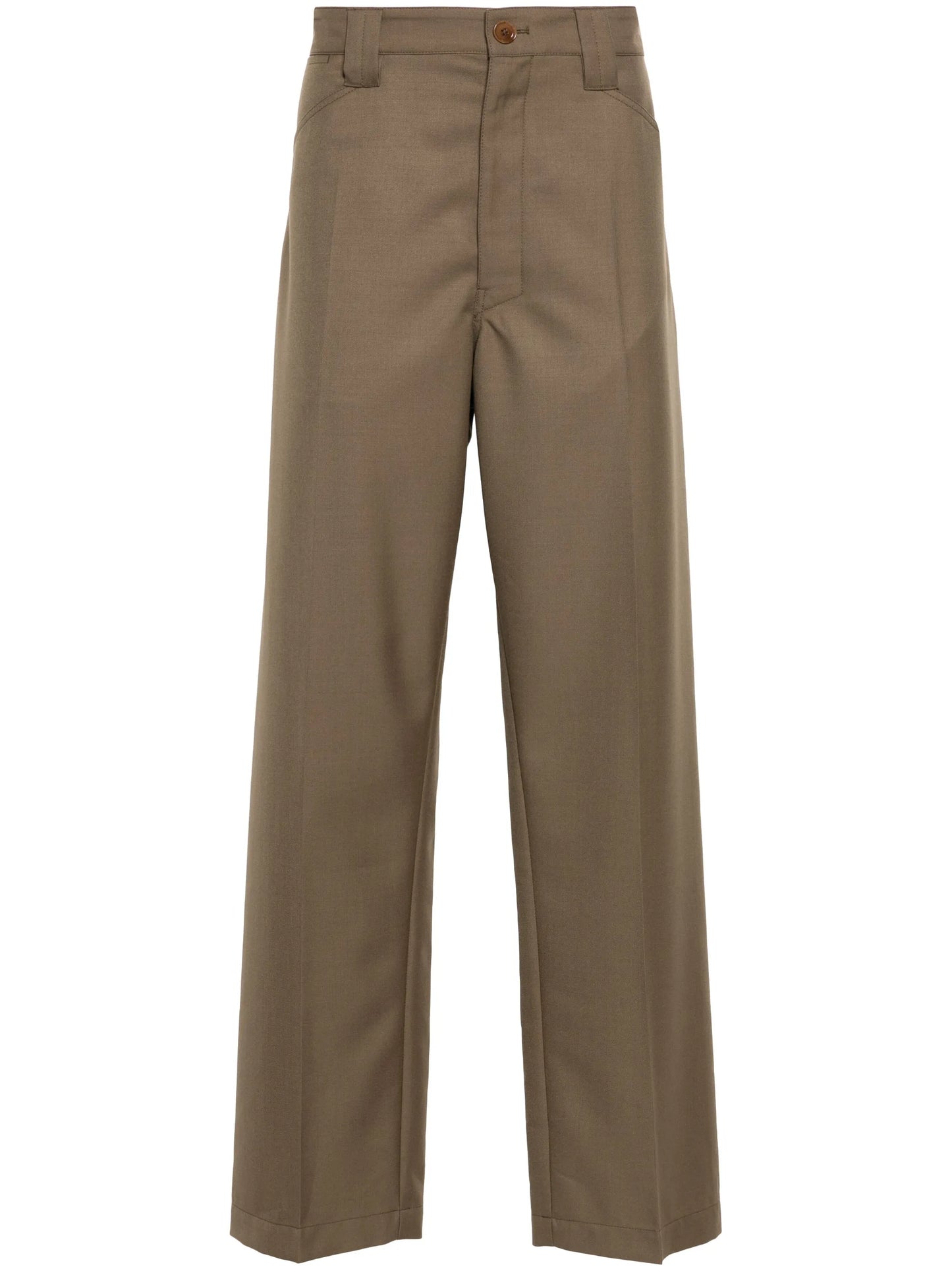 pressed-crease straight trousers