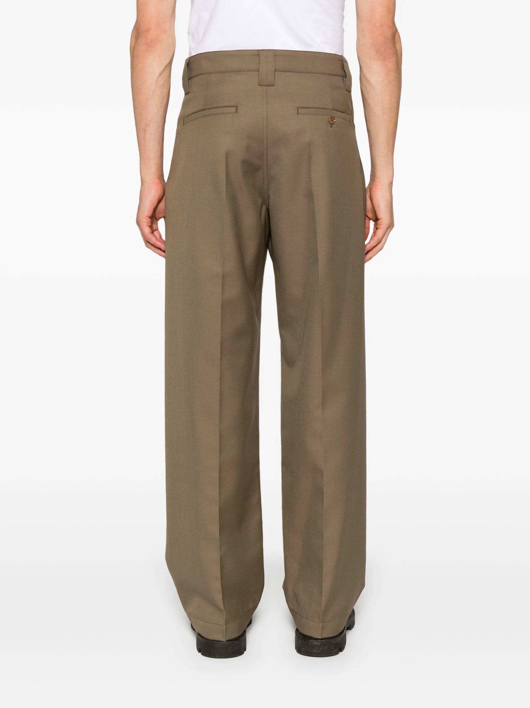 pressed-crease straight trousers
