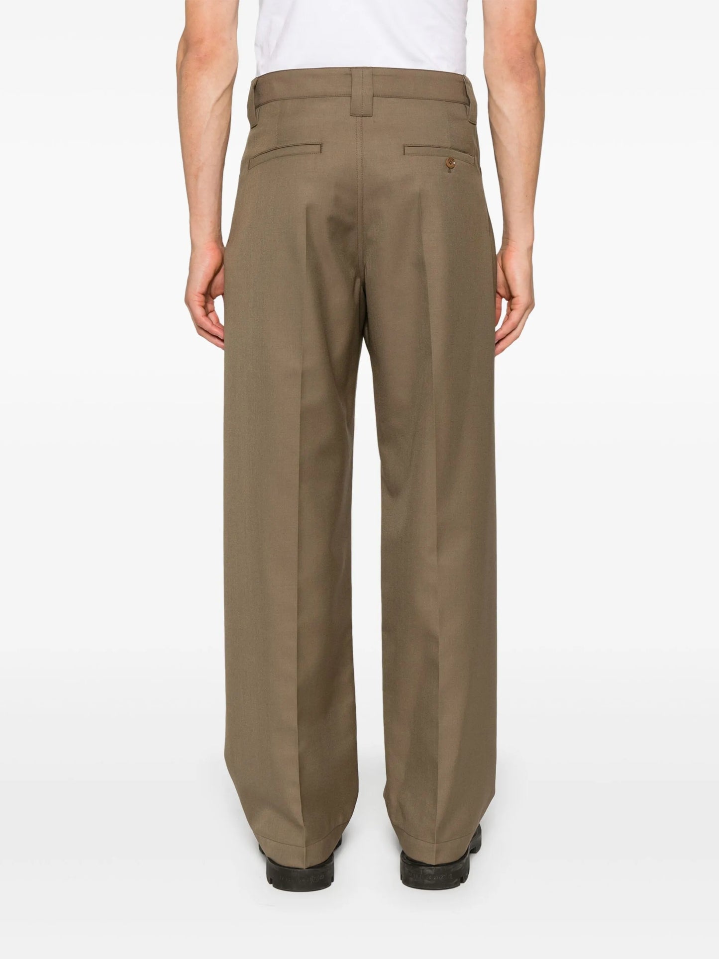 pressed-crease straight trousers