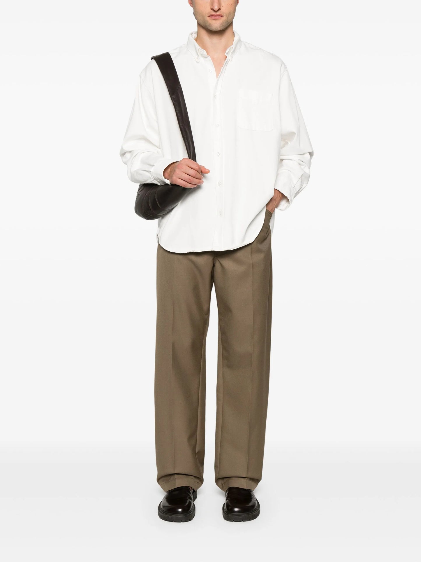 pressed-crease straight trousers