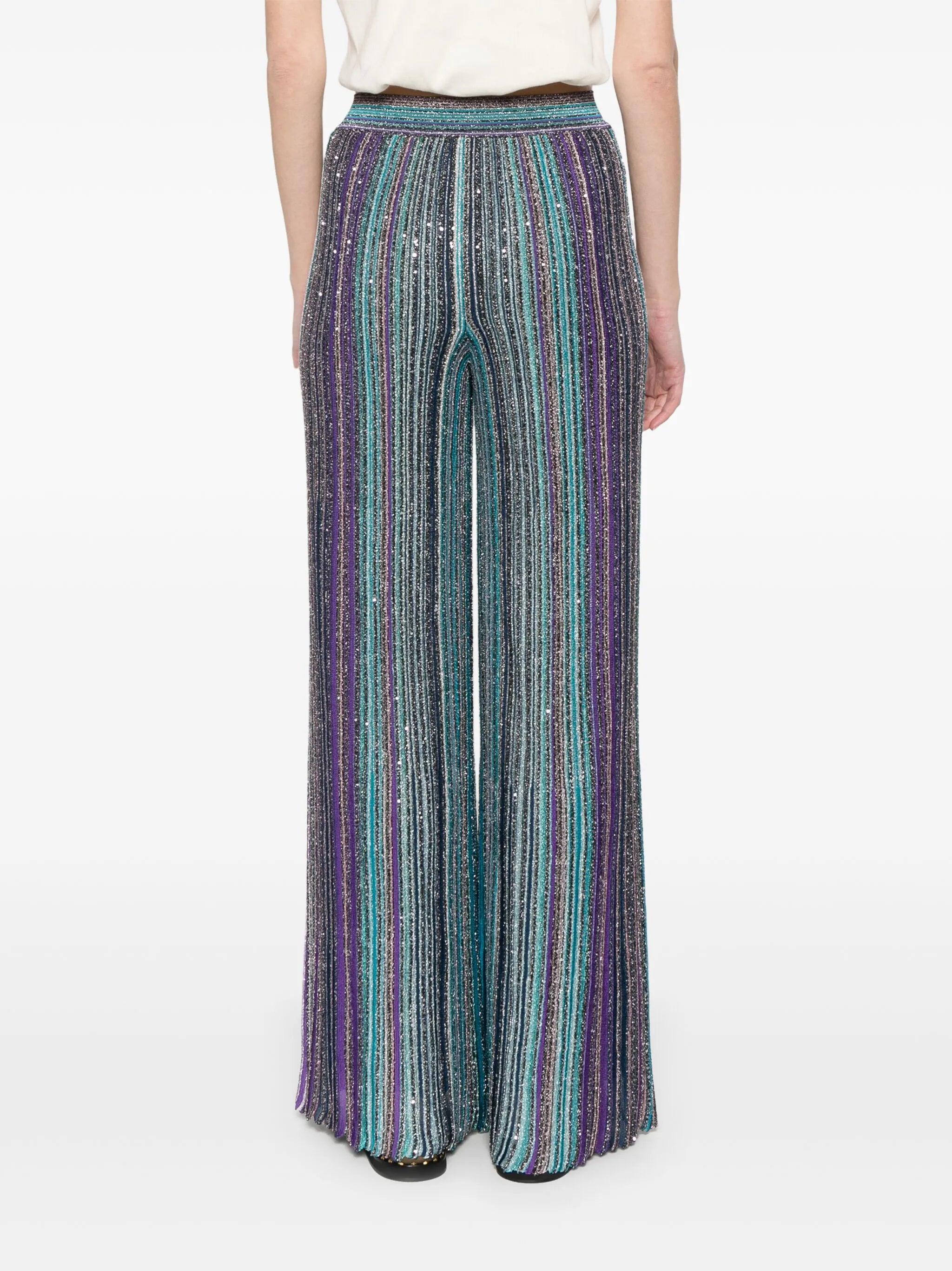 sequin-embellished ribbed palazzo pants