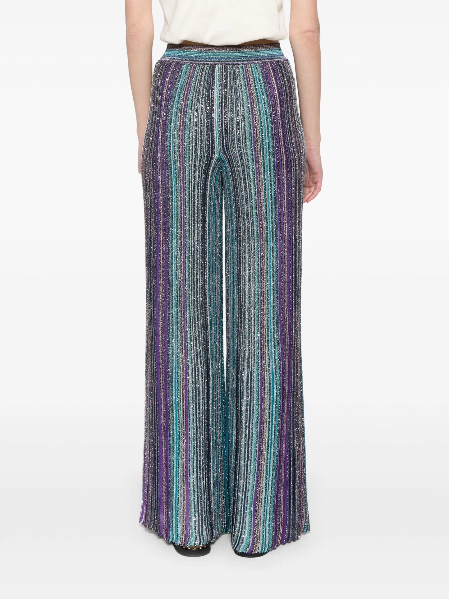 sequin-embellished ribbed palazzo pants