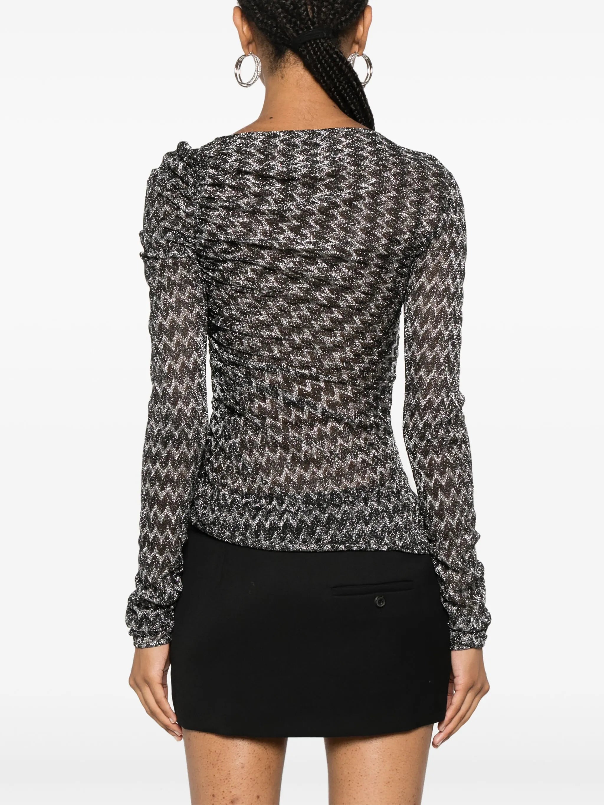 zigzag woven gathered-detail top