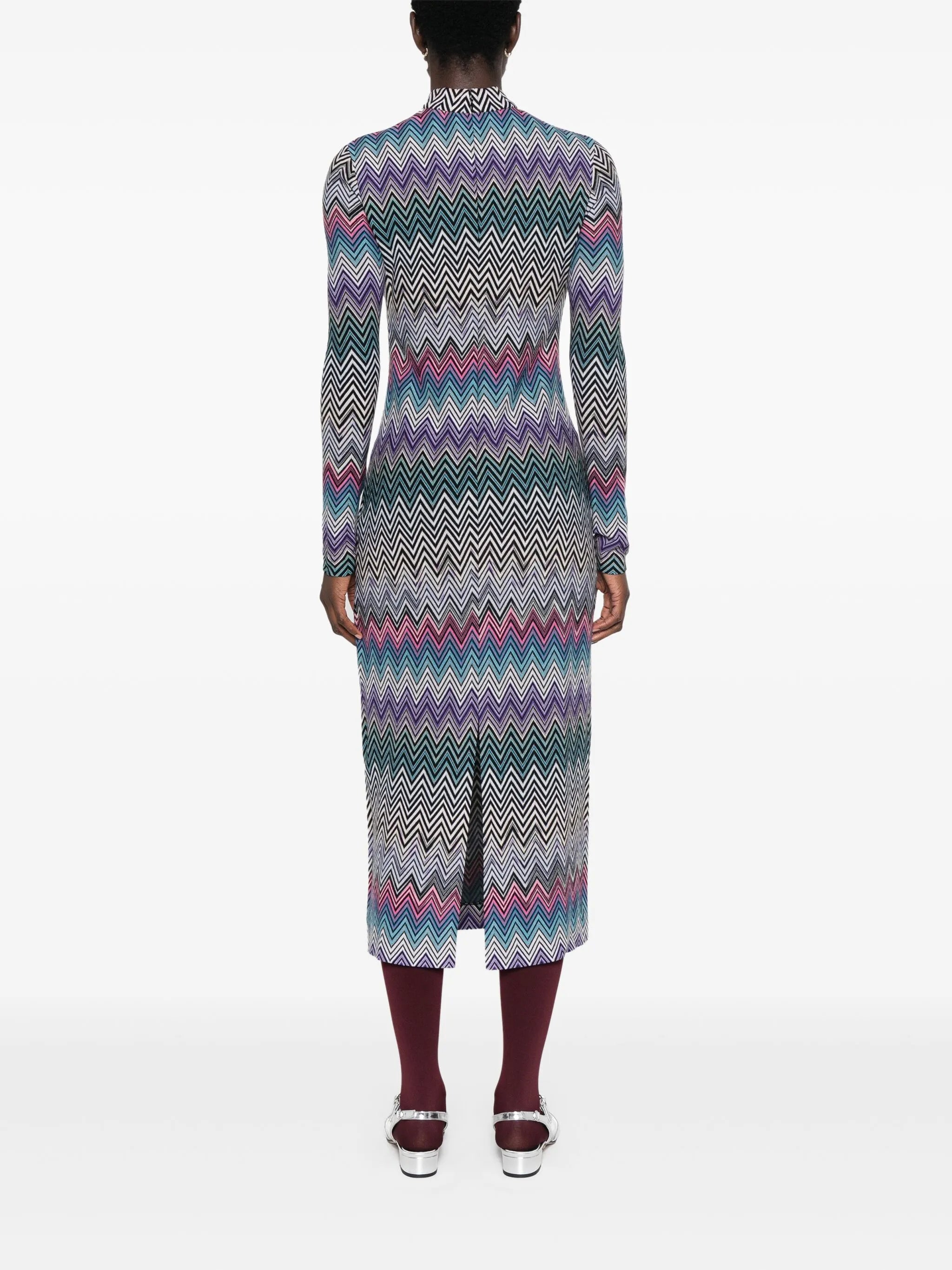 zigzag-woven midi dress