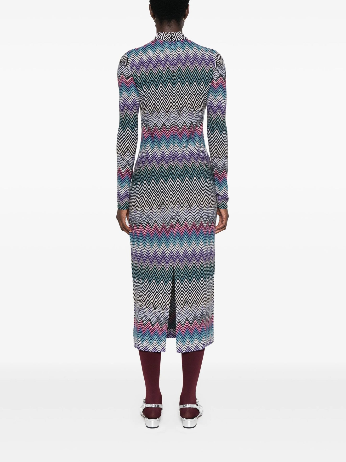 zigzag-woven midi dress