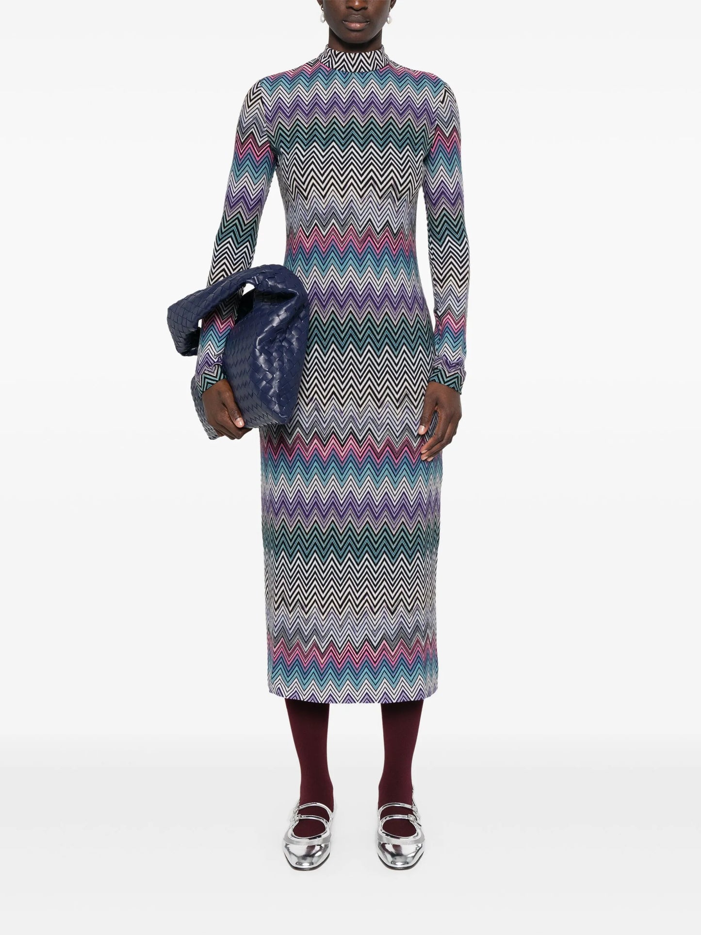 zigzag-woven midi dress