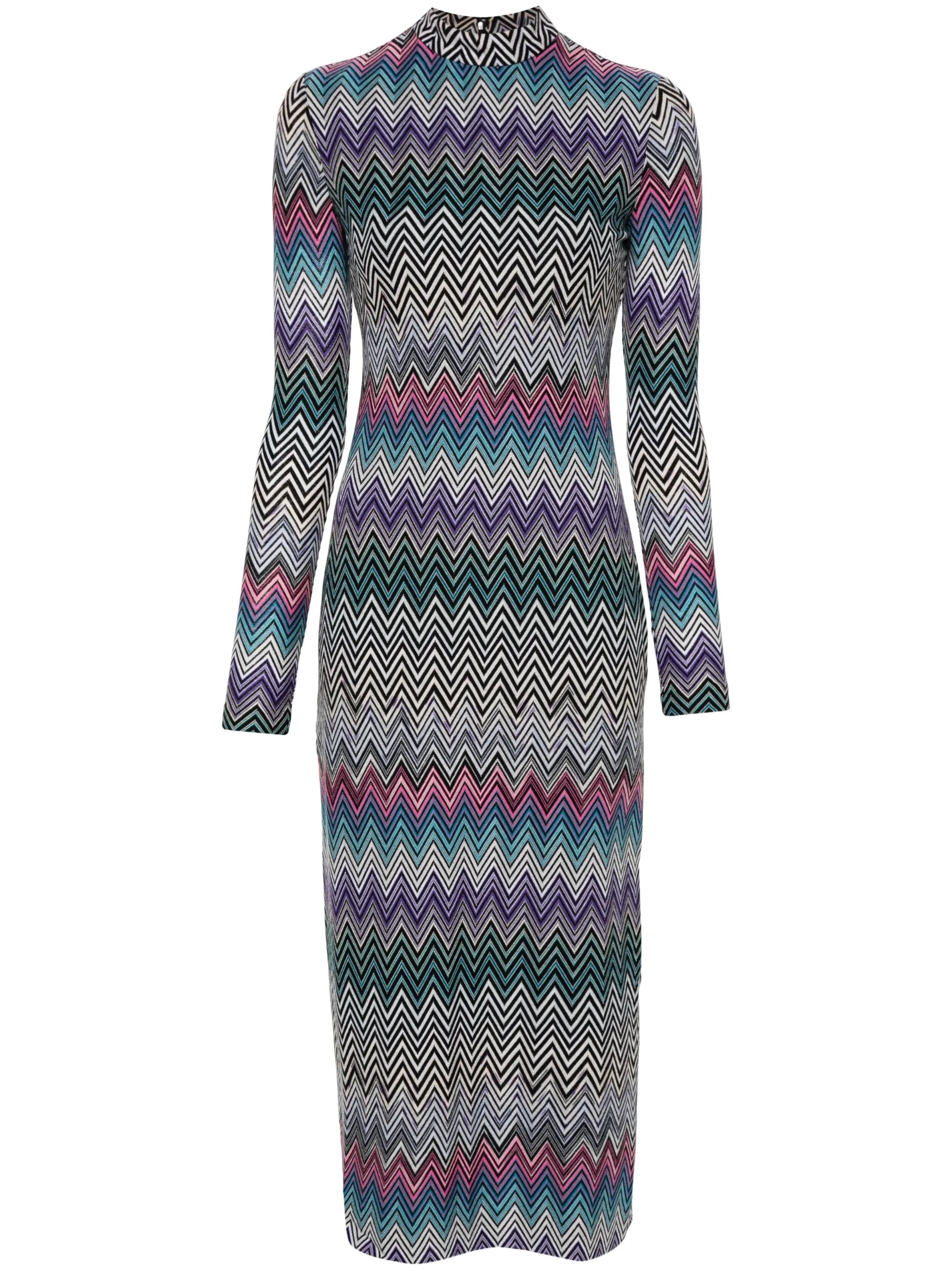 zigzag-woven midi dress