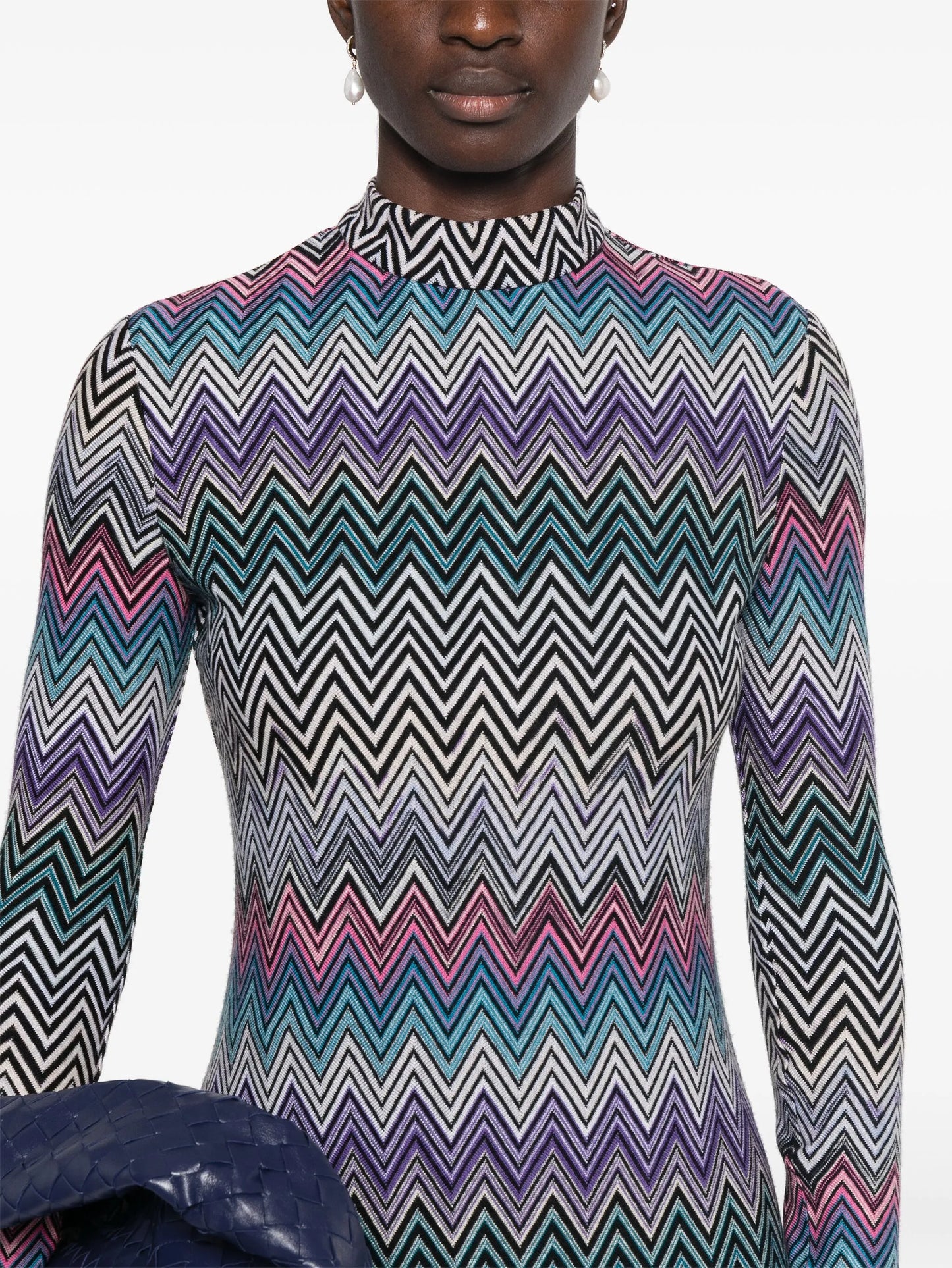 zigzag-woven midi dress