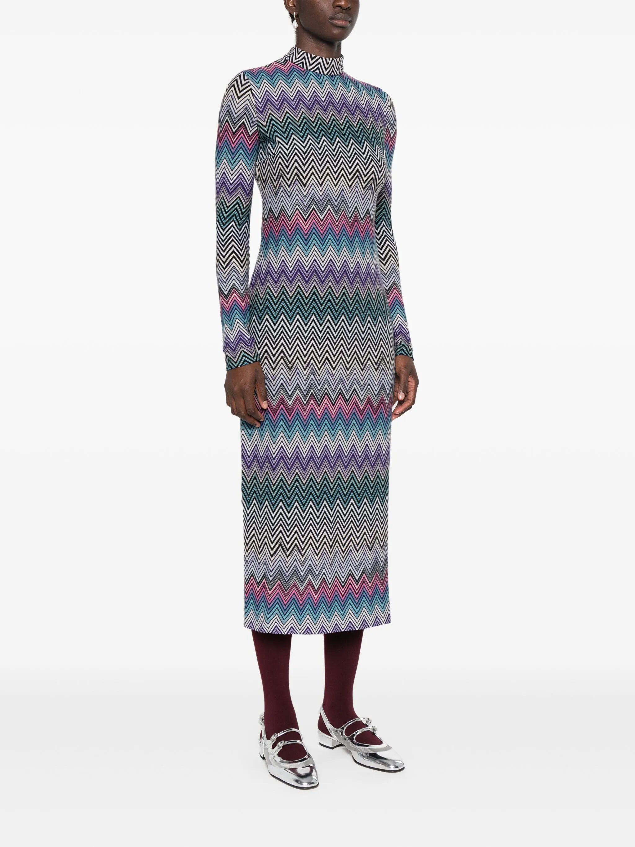zigzag-woven midi dress