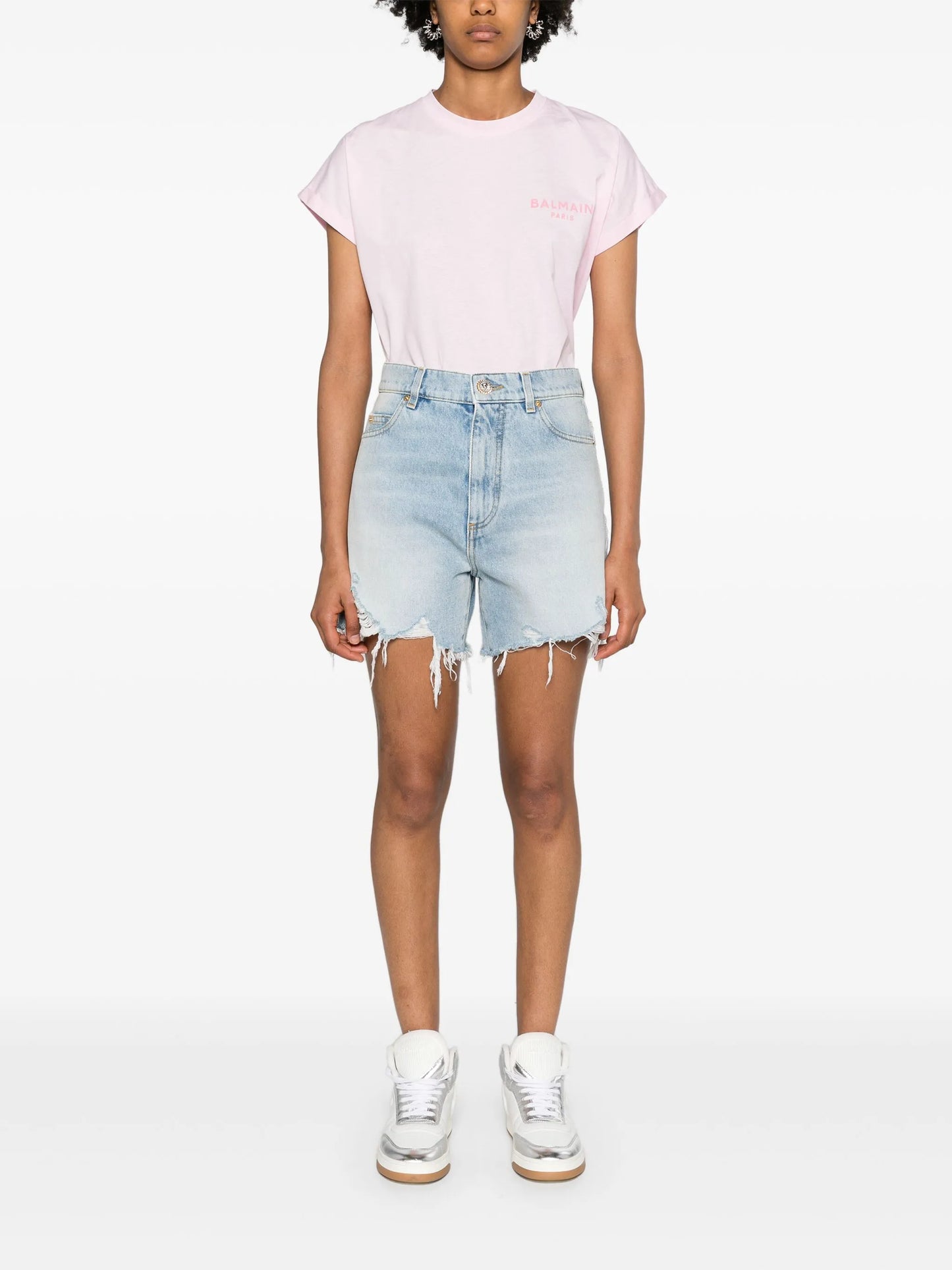 high-rise denim shorts