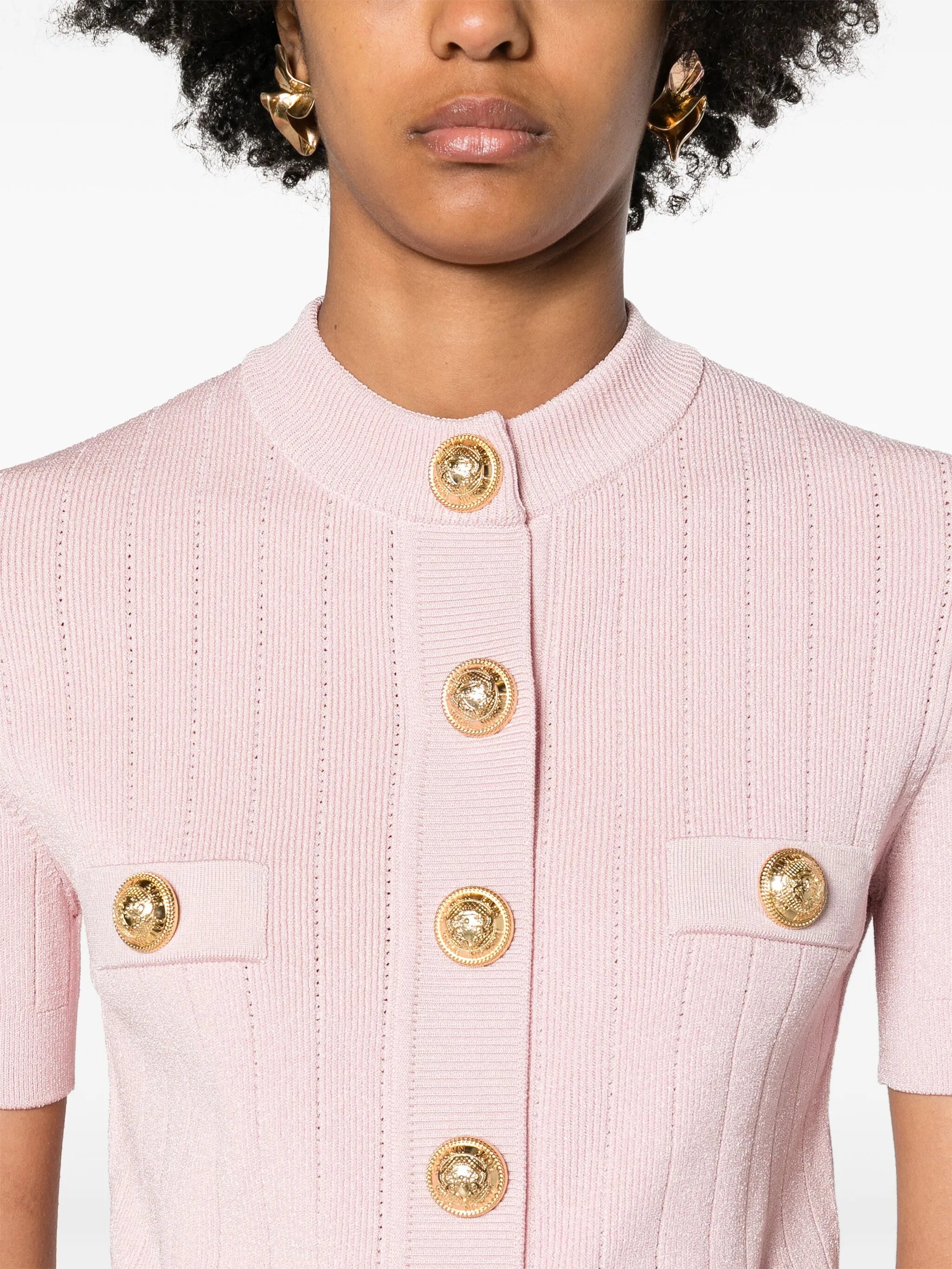 four-pocket cropped cardigan