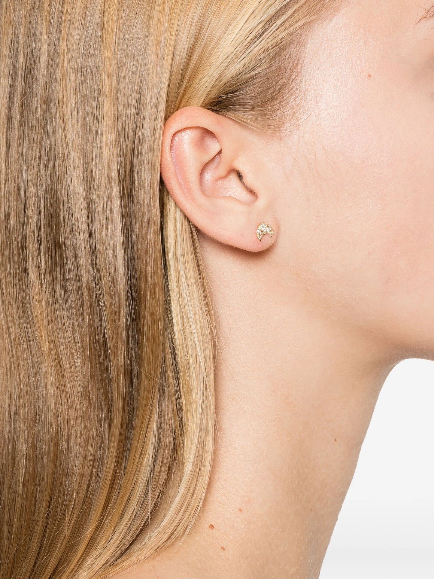 14kt yellow gold Small Croissant diamond stud earrings