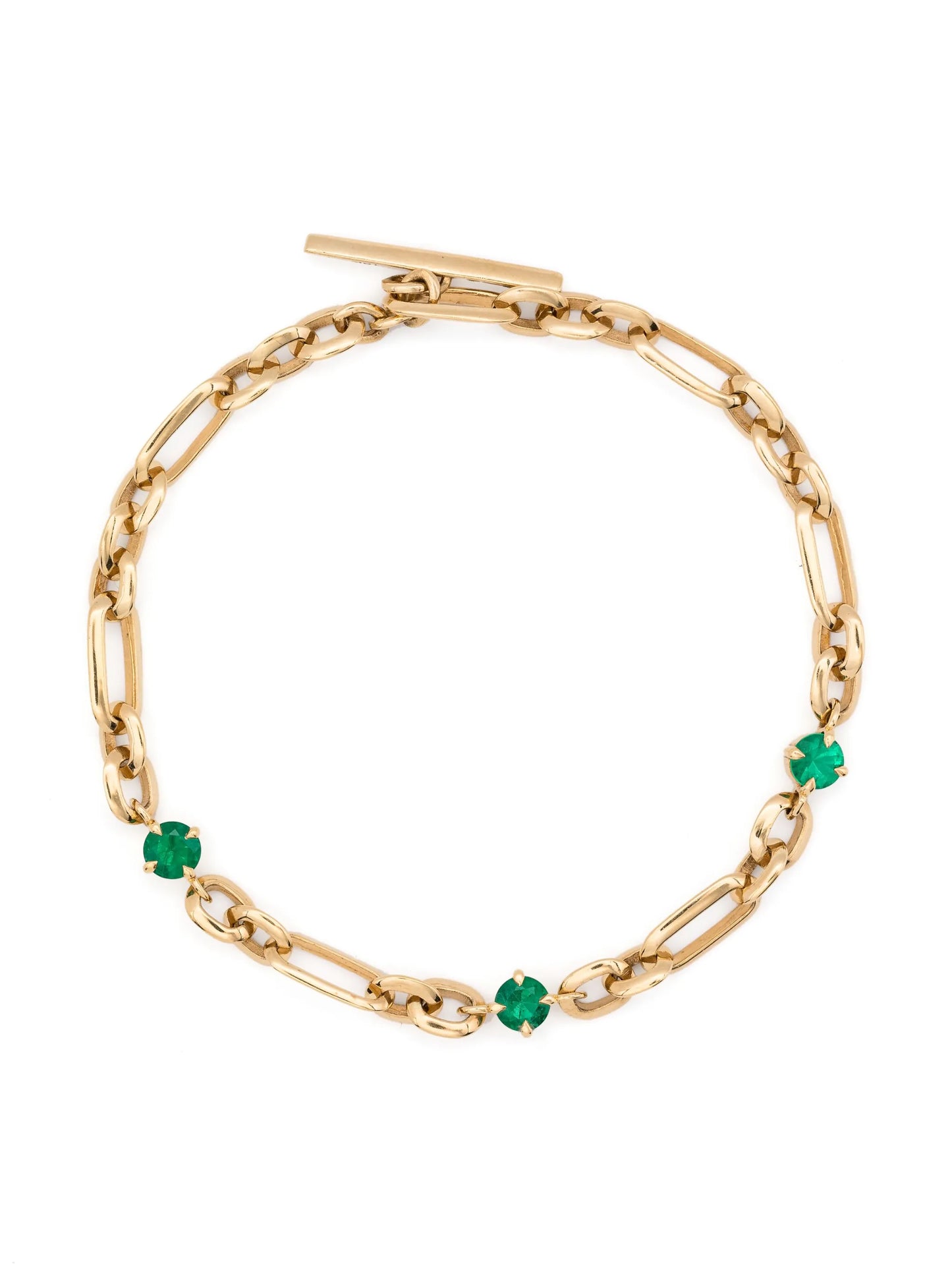 18CT yellow gold emerald bracelet