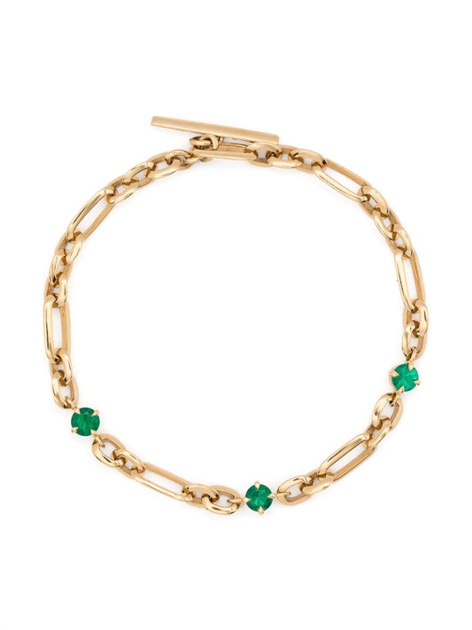 18CT yellow gold emerald bracelet
