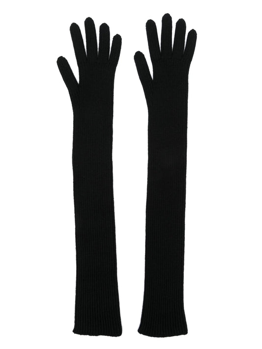 logo-patch ribbed gloves