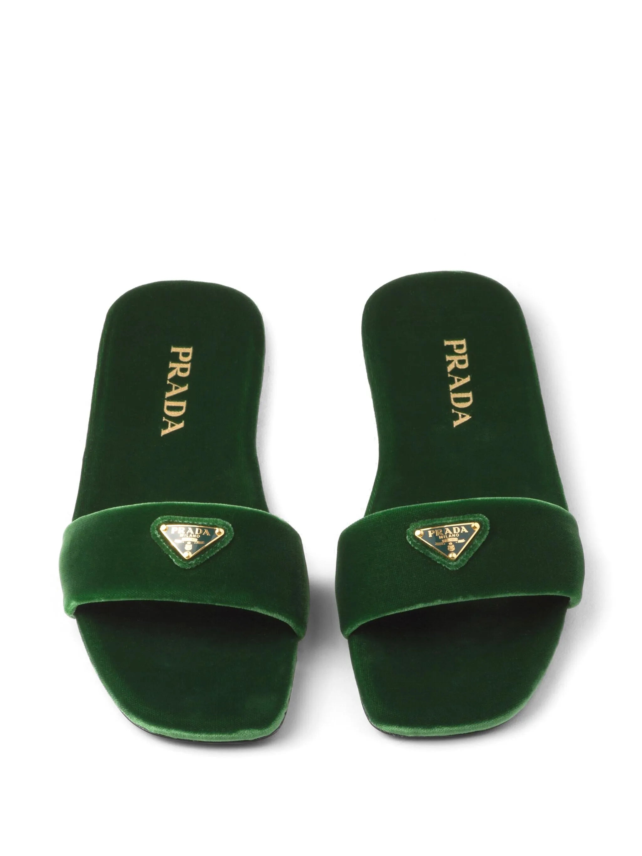 triangle-logo velvet slides